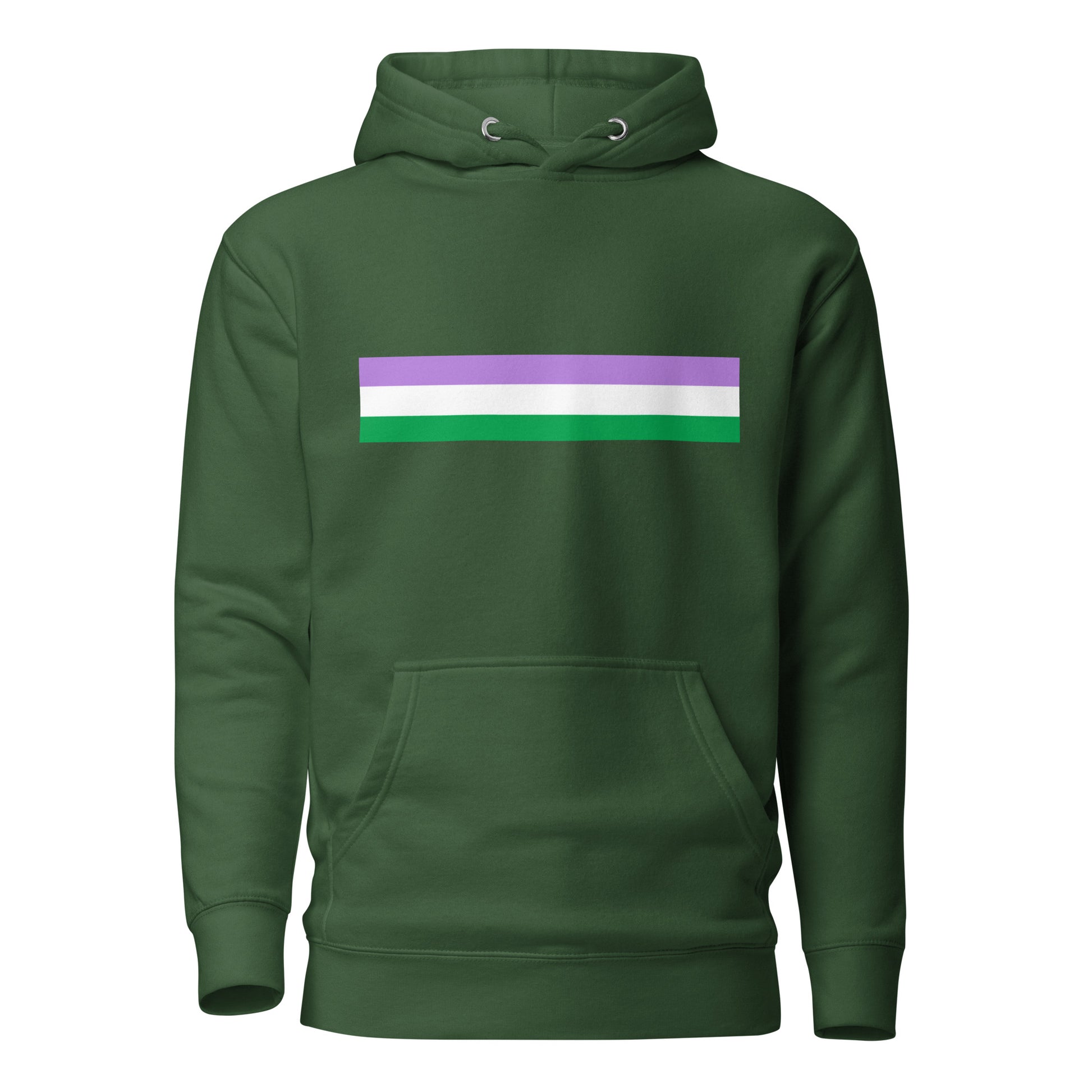 Genderqueer Pride Flag Hoodie Forest Green Genderqueer unisex-premium-hoodie-forest-green-front-6529df682e213