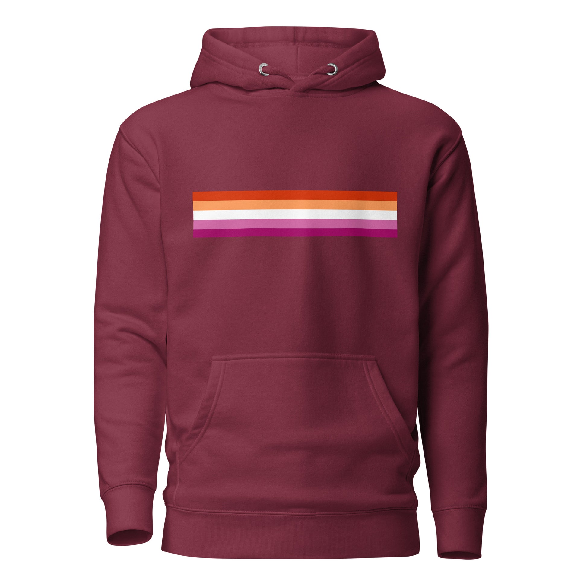 Lesbian Pride Flag Hoodie Maroon Lesbian unisex-premium-hoodie-maroon-front-6529dd2875f0b