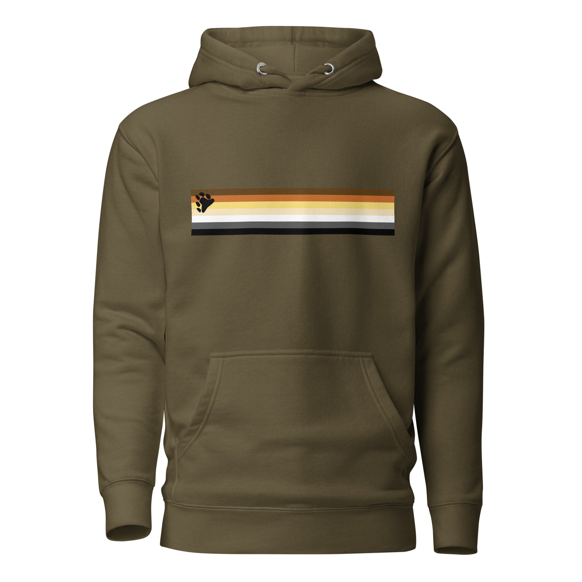 Gay Bear Pride Flag Hoodie Military Green Gay unisex-premium-hoodie-military-green-front-6529dab599a04