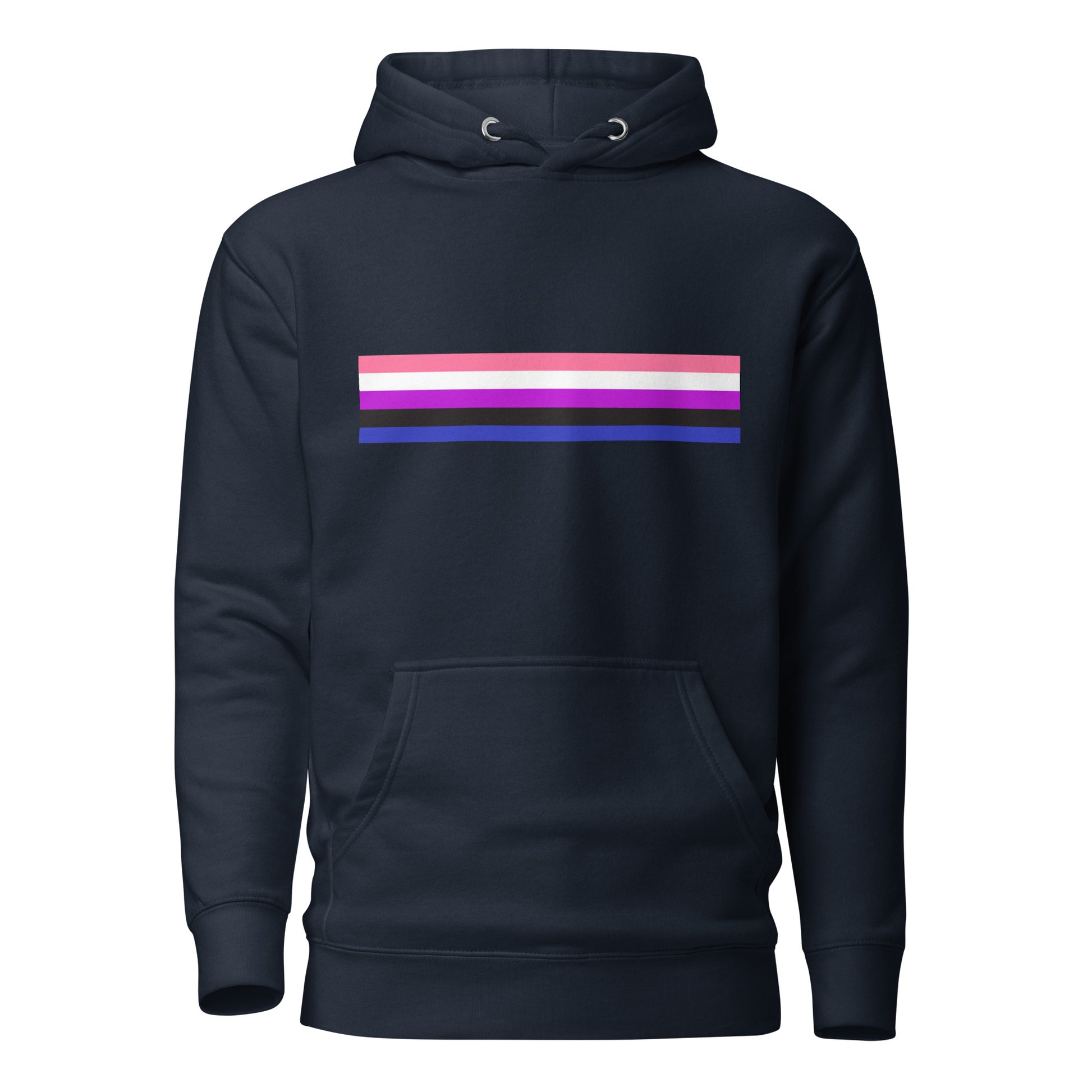 Genderfluid Pride Flag Hoodie Navy Blazer Genderfluid unisex-premium-hoodie-navy-blazer-front-6529ded789a06