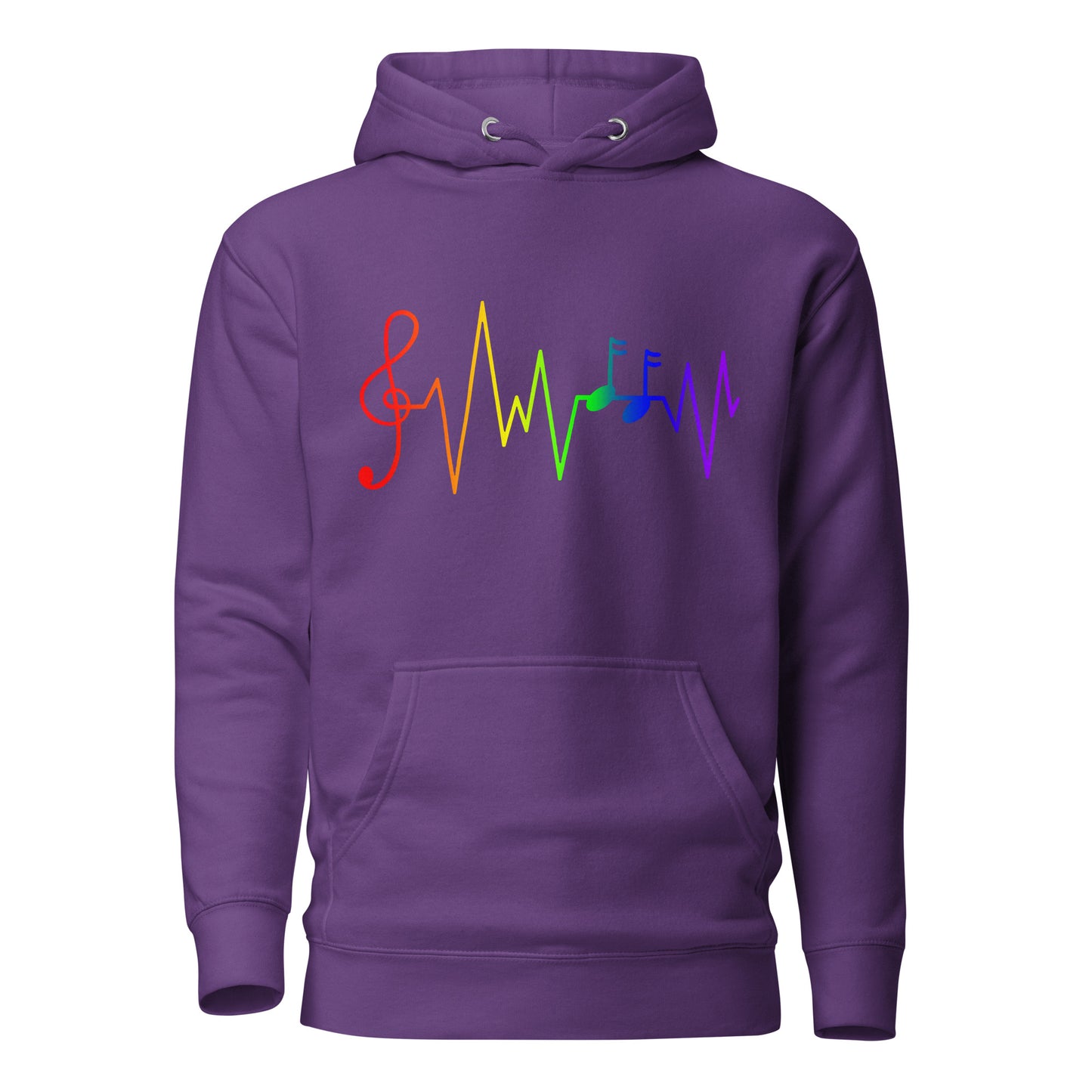 LGBTQ Pride Sweatshirt Hoodie - Music Notes Purple Pride unisex-premium-hoodie-purple-front-6529d57220c0b