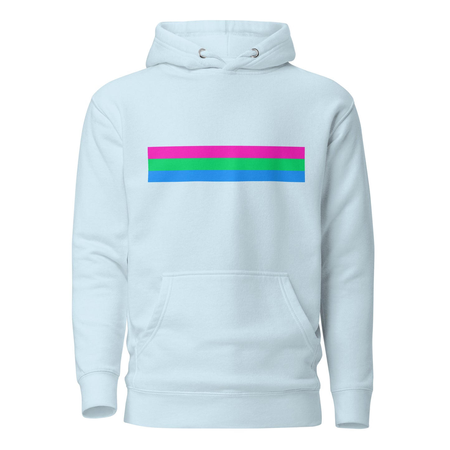 Polysexual Poly Pride Flag Hoodie Sky Blue Polysexual unisex-premium-hoodie-sky-blue-front-6529e21909638