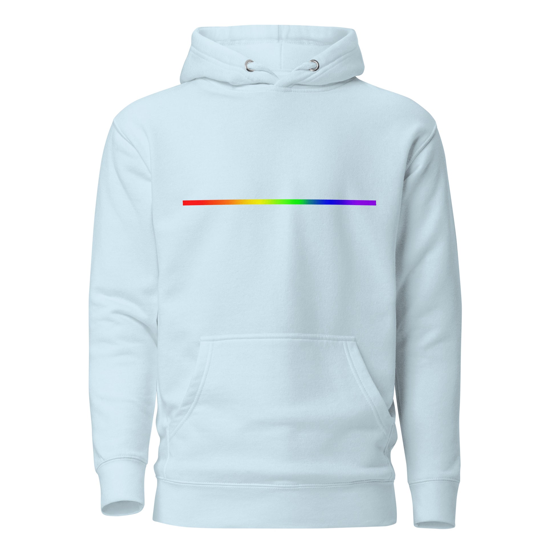 LGBTQ Pride Sweatshirt Hoodie - Rainbow Line Sky Blue Pride unisex-premium-hoodie-sky-blue-front-6529e3895a02c