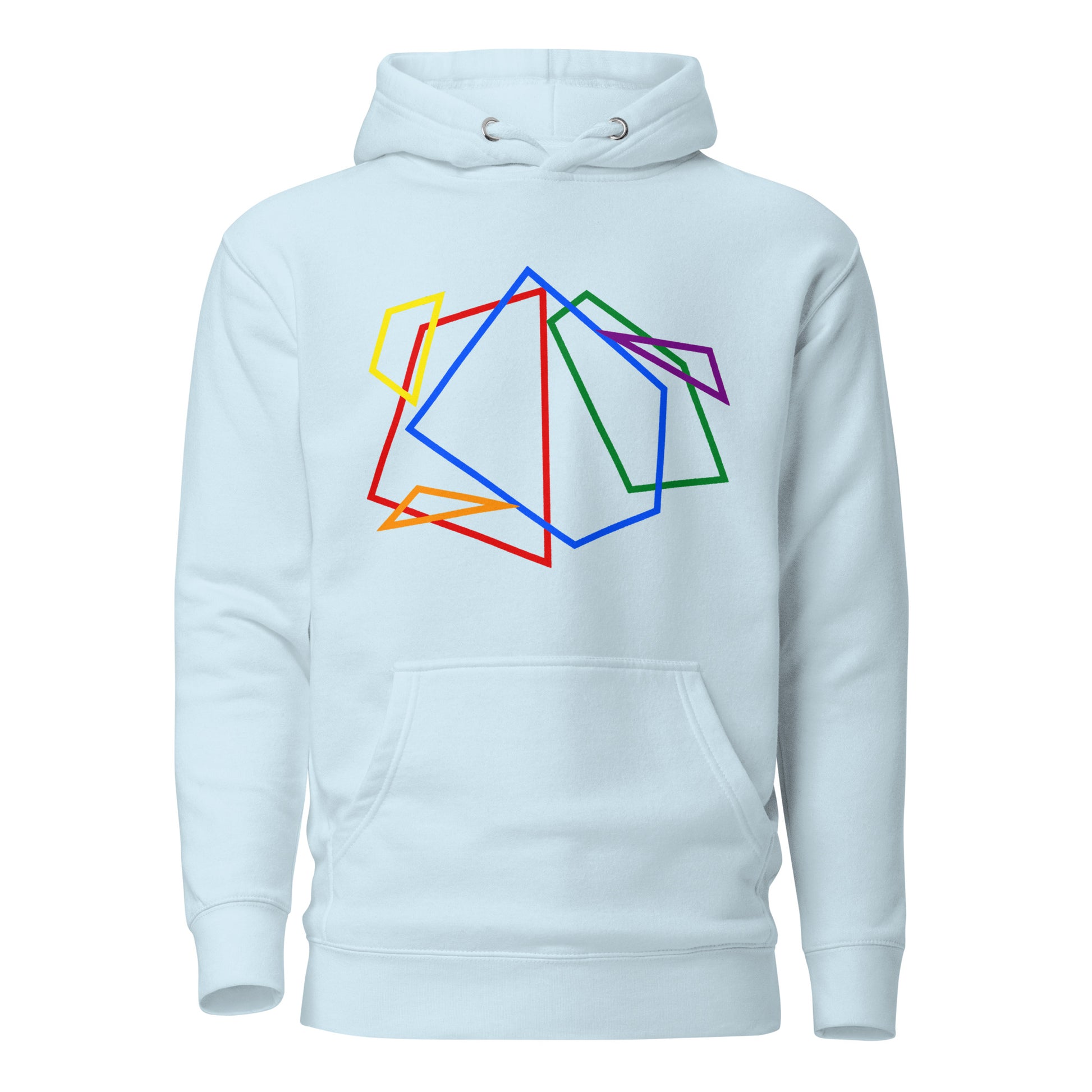 LGBTQ Pride Sweatshirt Hoodie - Geometric Lines Sky Blue Pride unisex-premium-hoodie-sky-blue-front-6529e5017542e