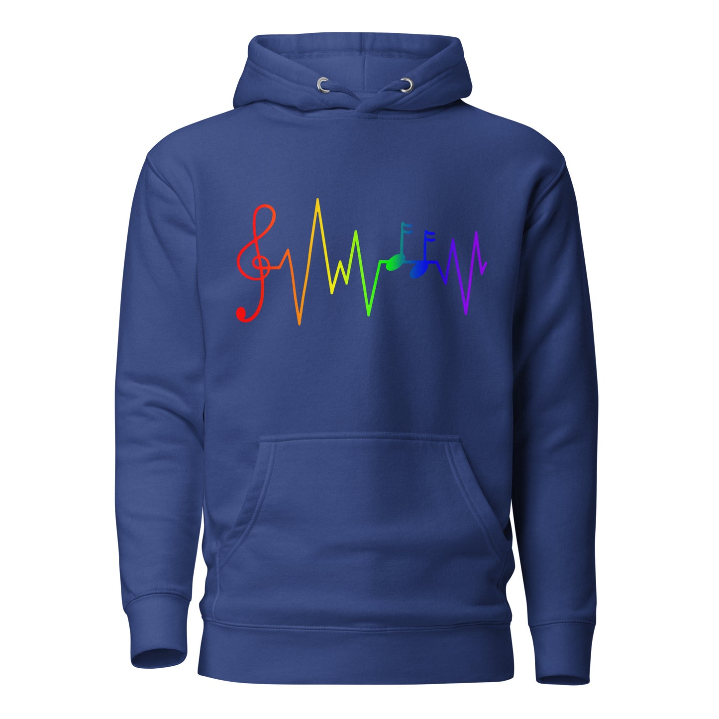 LGBTQ Pride Sweatshirt Hoodie - Music Notes Team Royal Pride unisex-premium-hoodie-team-royal-front-6529d5721fea7