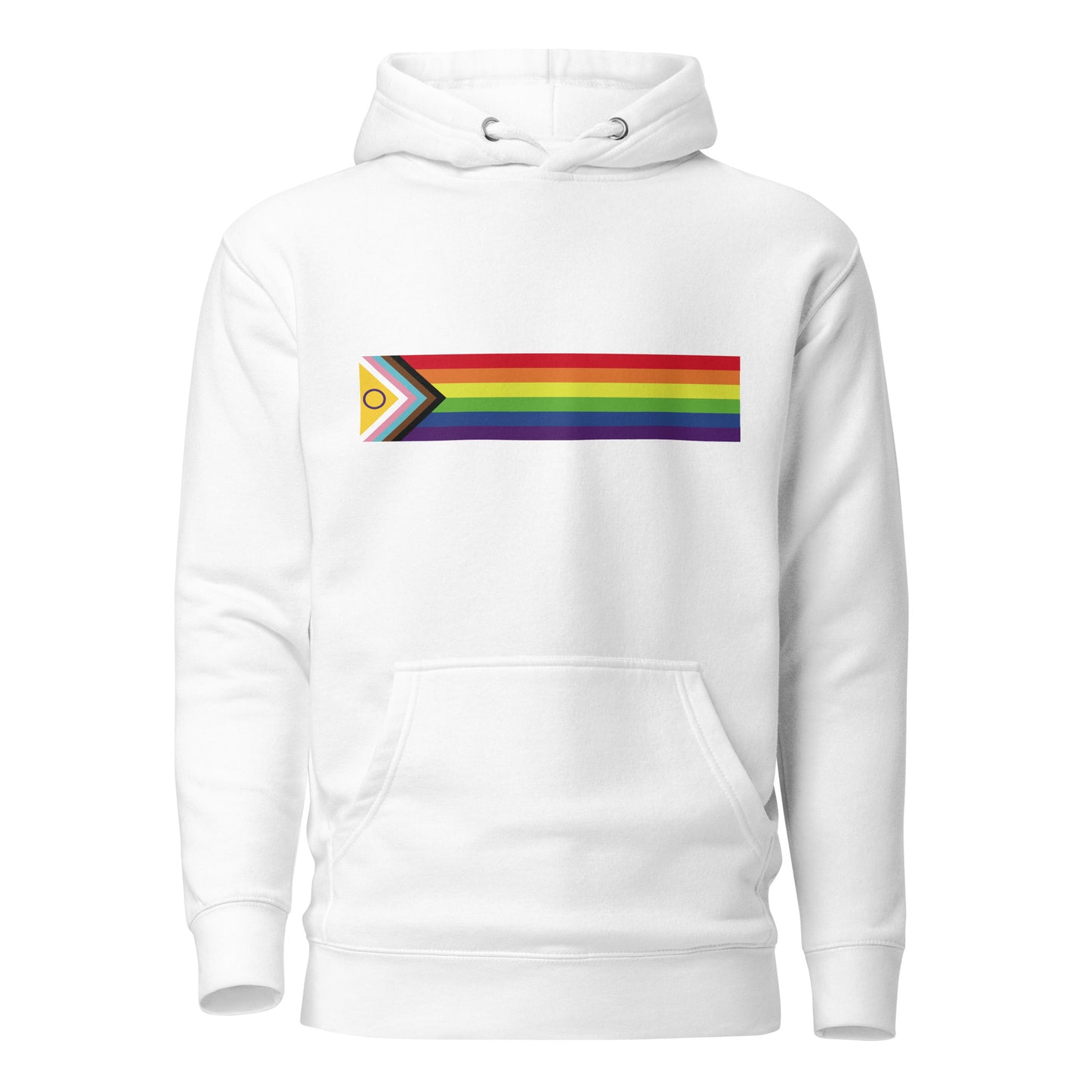 LGBTQ Pride Sweatshirt Hoodie - Inclusive Progress Pride Flag White Pride unisex-premium-hoodie-white-front-6529d70e1b801