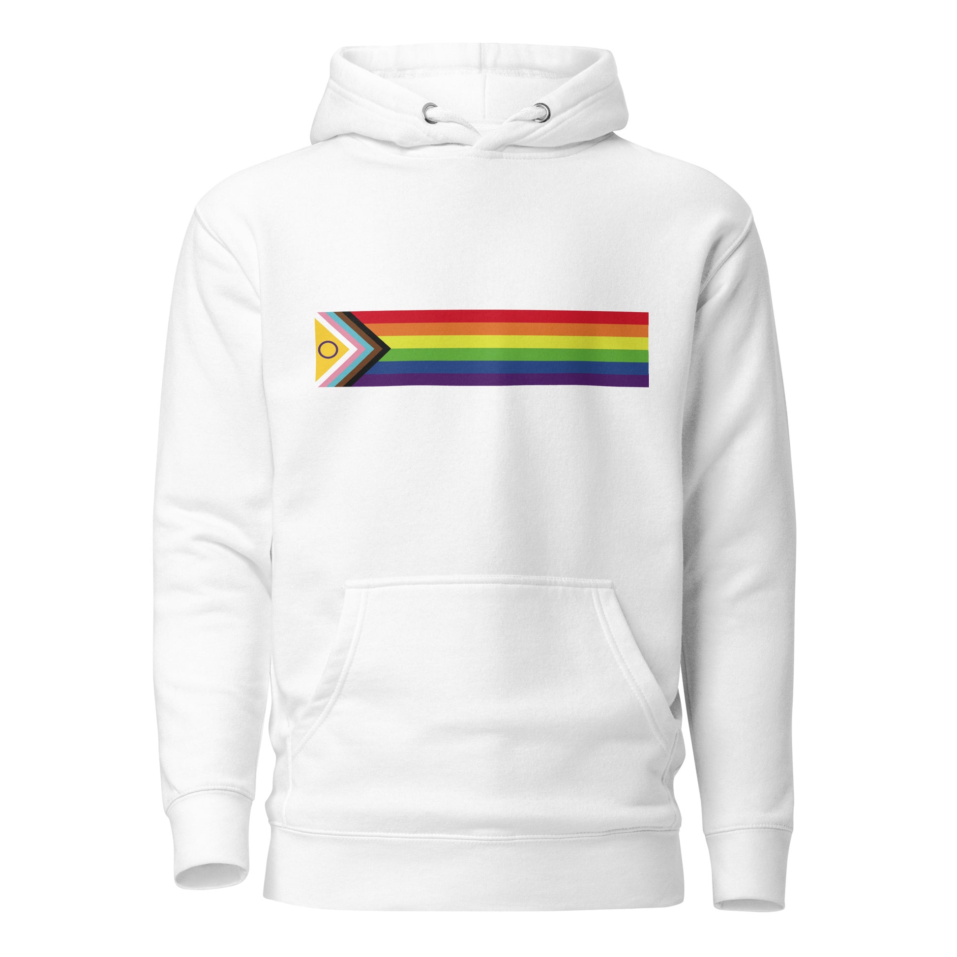 LGBTQ Pride Sweatshirt Hoodie - Inclusive Progress Pride Flag White Pride unisex-premium-hoodie-white-front-6529d70e1b801