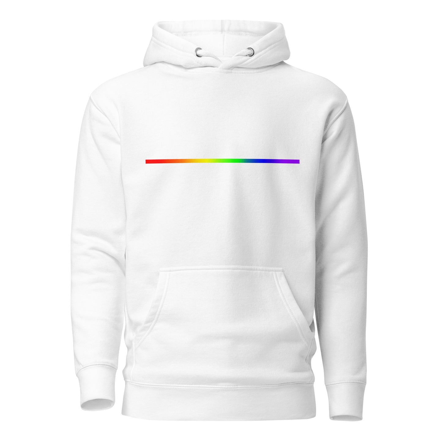 LGBTQ Pride Sweatshirt Hoodie - Rainbow Line White Pride unisex-premium-hoodie-white-front-6529e3895b0e9