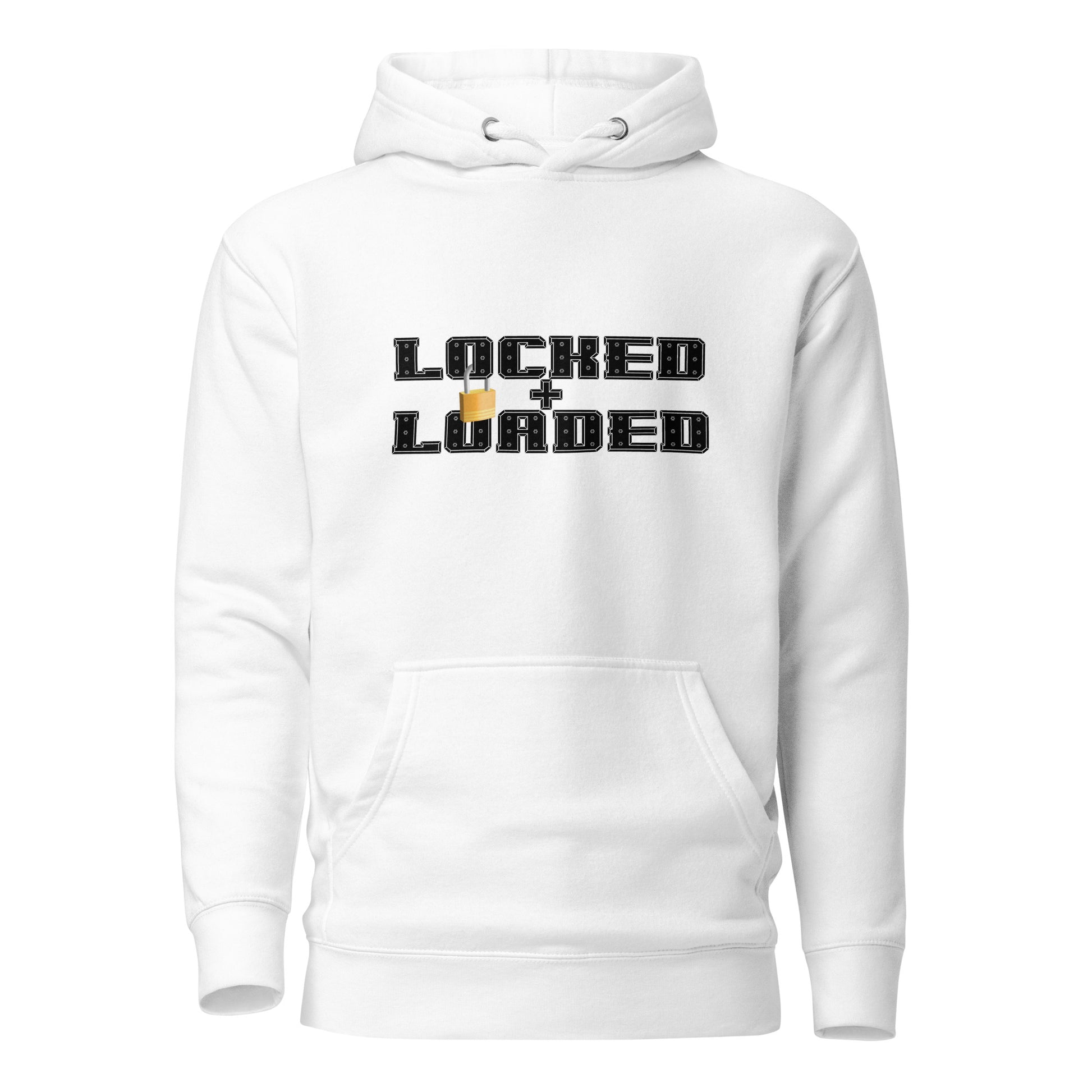 Locked and Loaded Hoodie Sweatshirt White unisex-premium-hoodie-white-front-6529e663dabc3