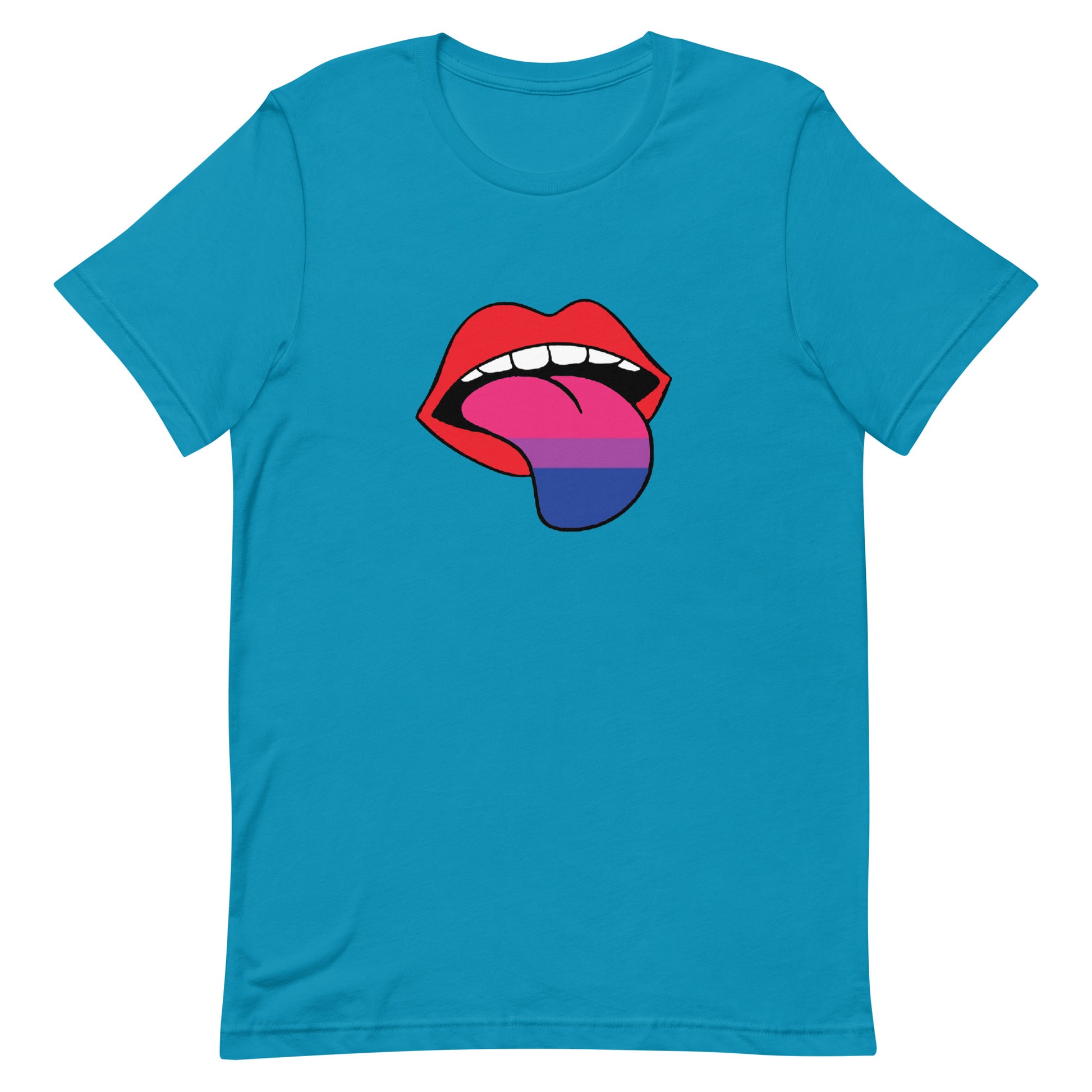 Bisexual Bi Pride Shirt Tongue Aqua Bisexual unisex-staple-t-shirt-aqua-front-64a77cced470c