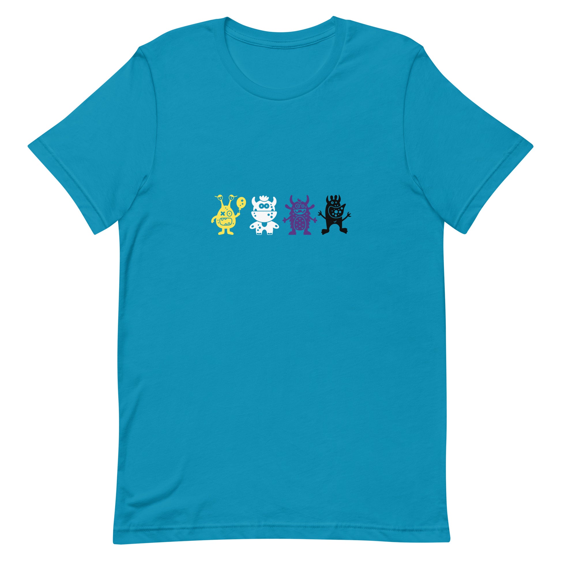 Nonbinary Enby Pride T-Shirt - Doodle Monster Aqua Nonbinary unisex-staple-t-shirt-aqua-front-64cff531641a2