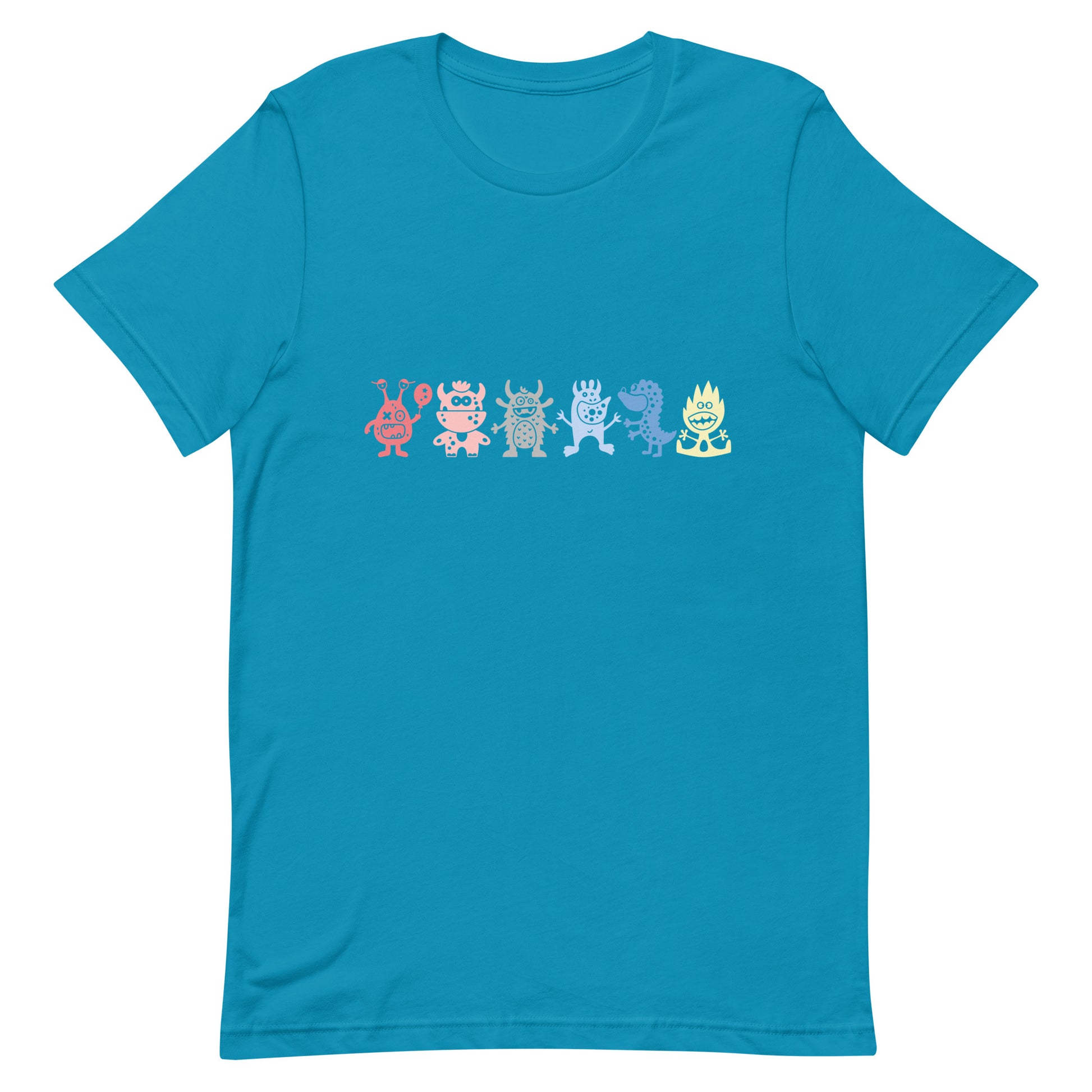 Genderflux Pride Shirt - Doodle Monster Aqua Genderflux unisex-staple-t-shirt-aqua-front-64cff841e0618