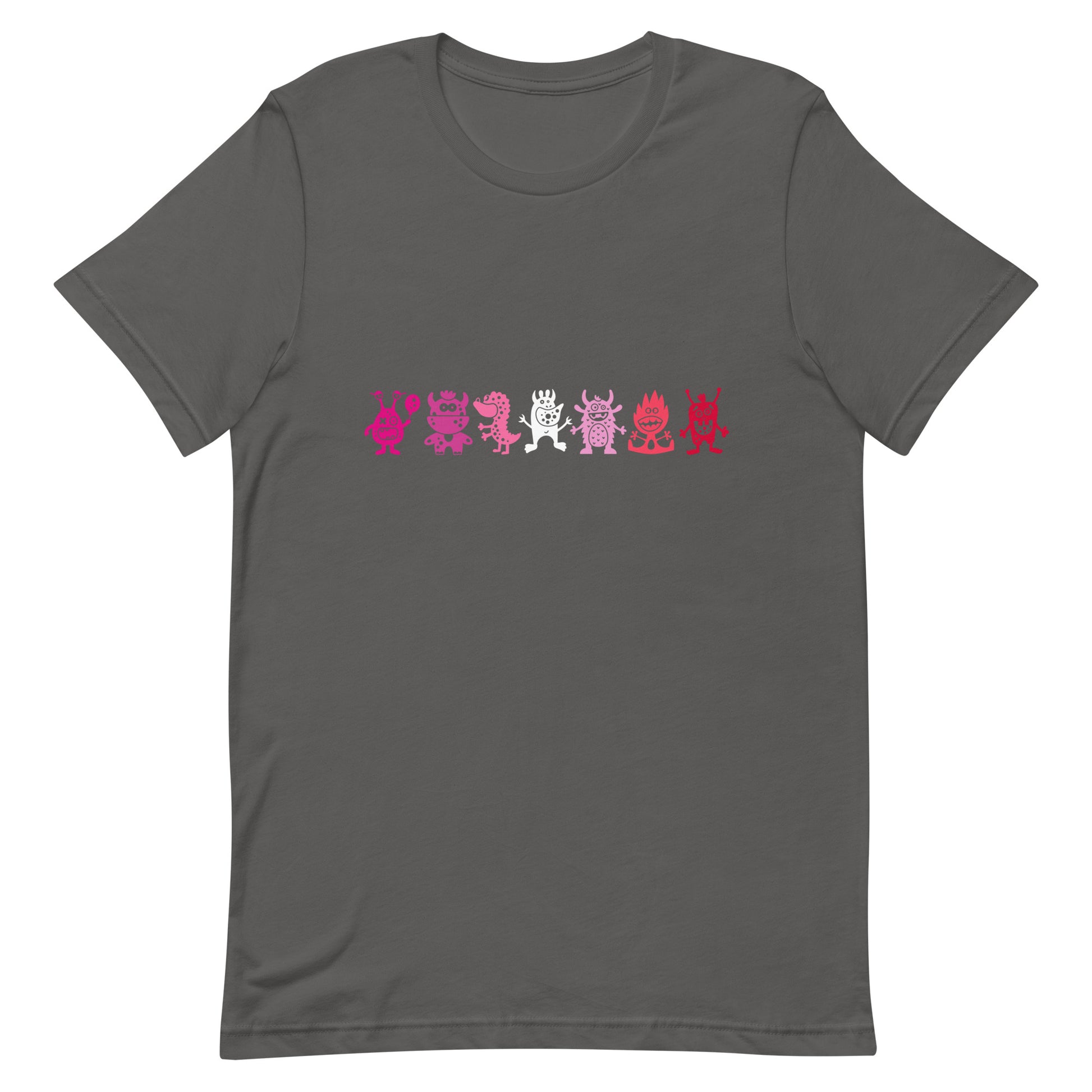 Lesbian Pride T-shirt - Doodle Monster Asphalt Lesbian unisex-staple-t-shirt-asphalt-front-64cfeea7256de