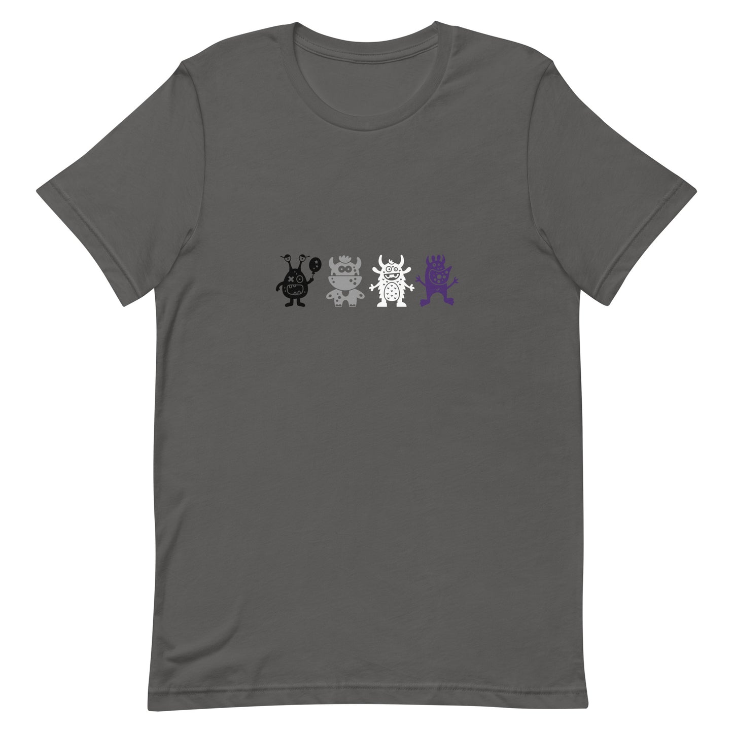 Asexual Ace Pride Shirt Doodle Monster Asphalt Asexual unisex-staple-t-shirt-asphalt-front-64cff4cb17892