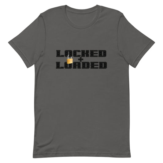 Locked and Loaded Tee Asphalt unisex-staple-t-shirt-asphalt-front-64fbbf4ea2adb