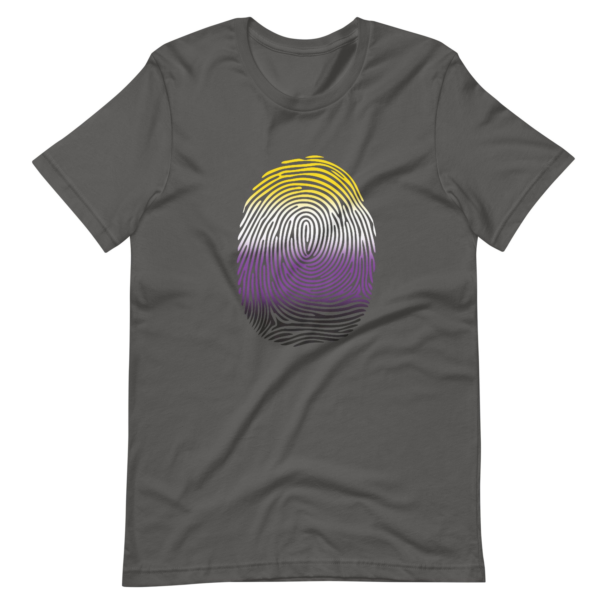 Nonbinary Enby Pride Identity Fingerprint Shirt - Unisex Asphalt Nonbinary unisex-staple-t-shirt-asphalt-front-660f578fc5352