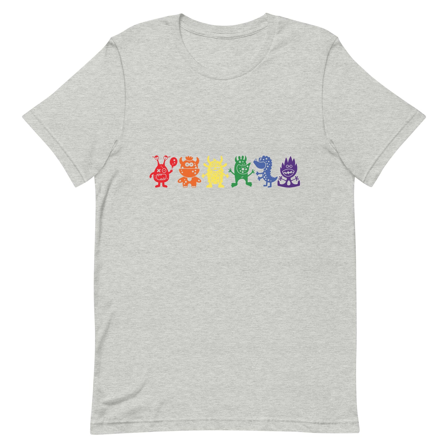 LGBTQ Pride T-Shirt - Doodle Monster Athletic Heather Pride unisex-staple-t-shirt-athletic-heather-front-64cffca630d4c