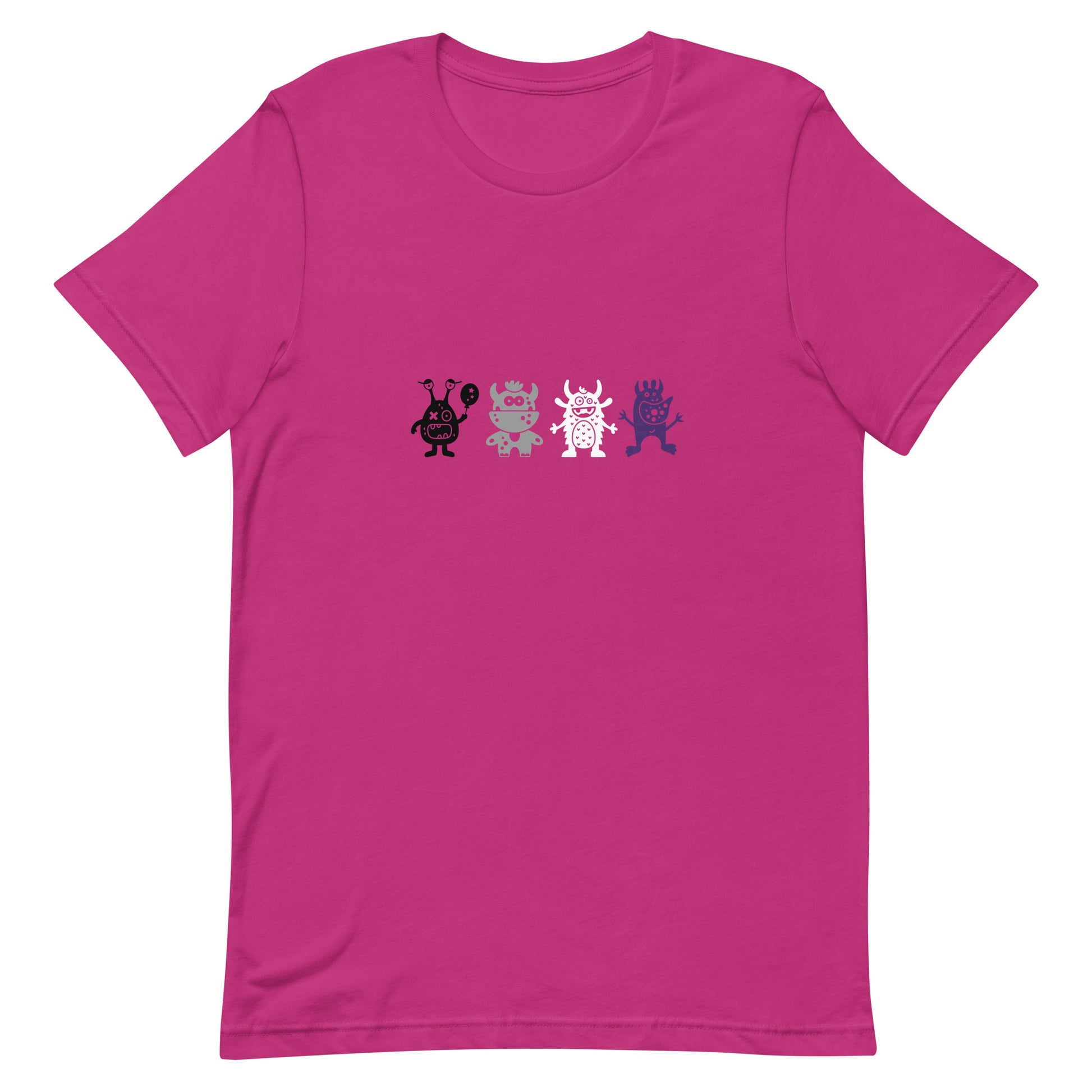 Asexual Ace Pride Shirt Doodle Monster Berry Asexual unisex-staple-t-shirt-berry-front-64cff4cb1687d