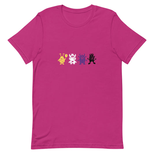 Nonbinary Enby Pride T-Shirt - Doodle Monster Berry Nonbinary unisex-staple-t-shirt-berry-front-64cff53161f90