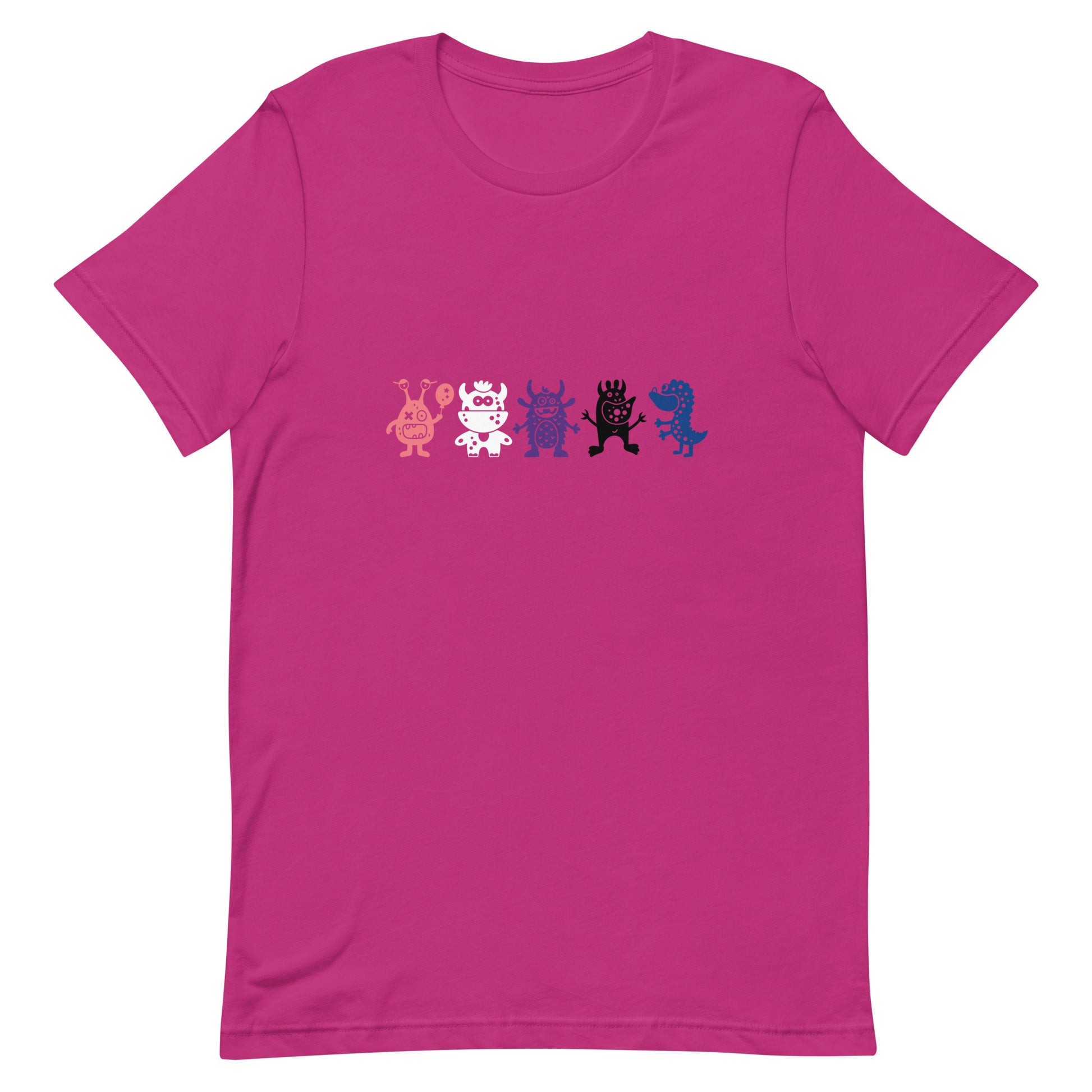 Genderfluid Pride Shirt - Doodle Monster Berry Genderfluid unisex-staple-t-shirt-berry-front-64cff74f4c345