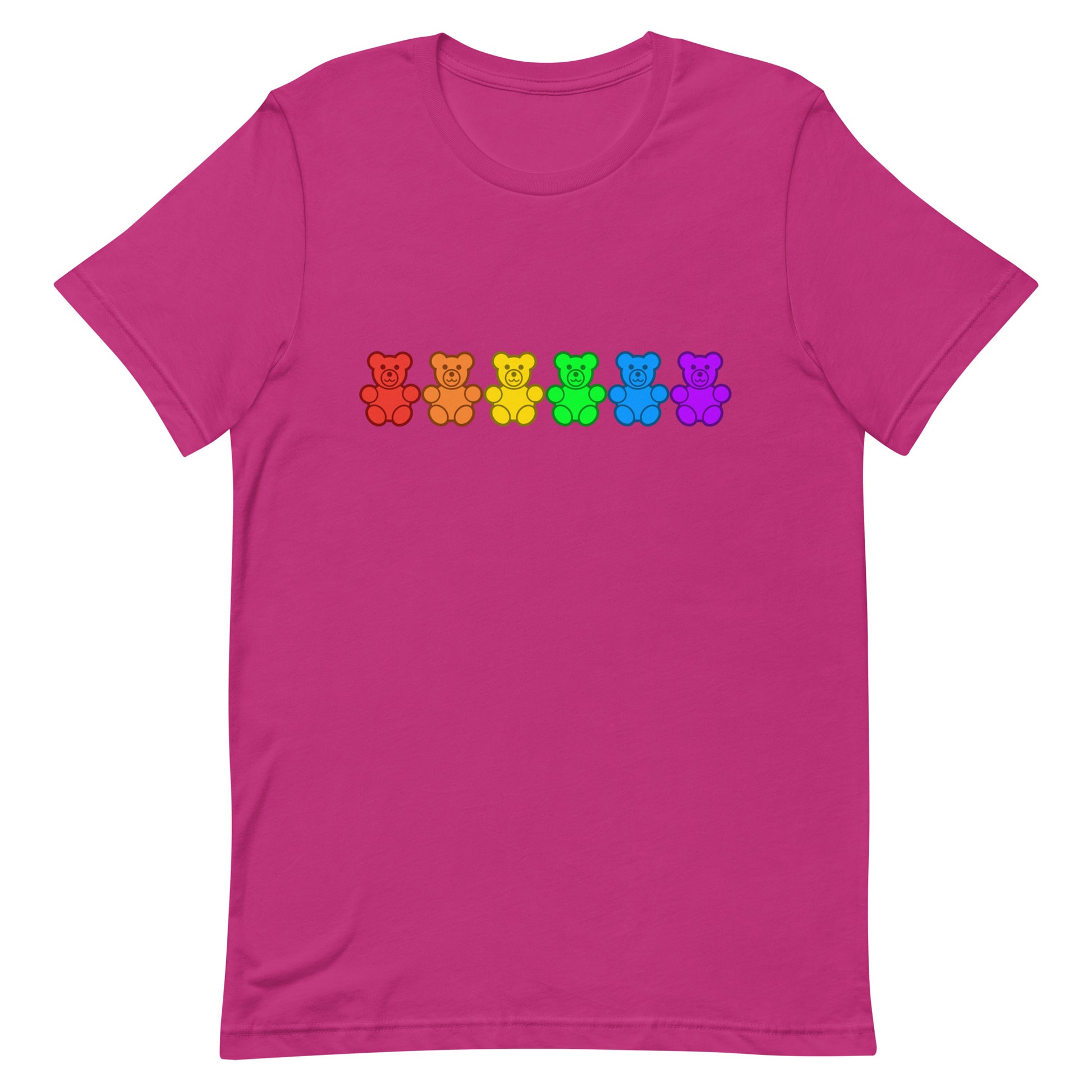 LGBTQ Pride Gummy Bear T-shirt Berry Pride unisex-staple-t-shirt-berry-front-65aef1460f933