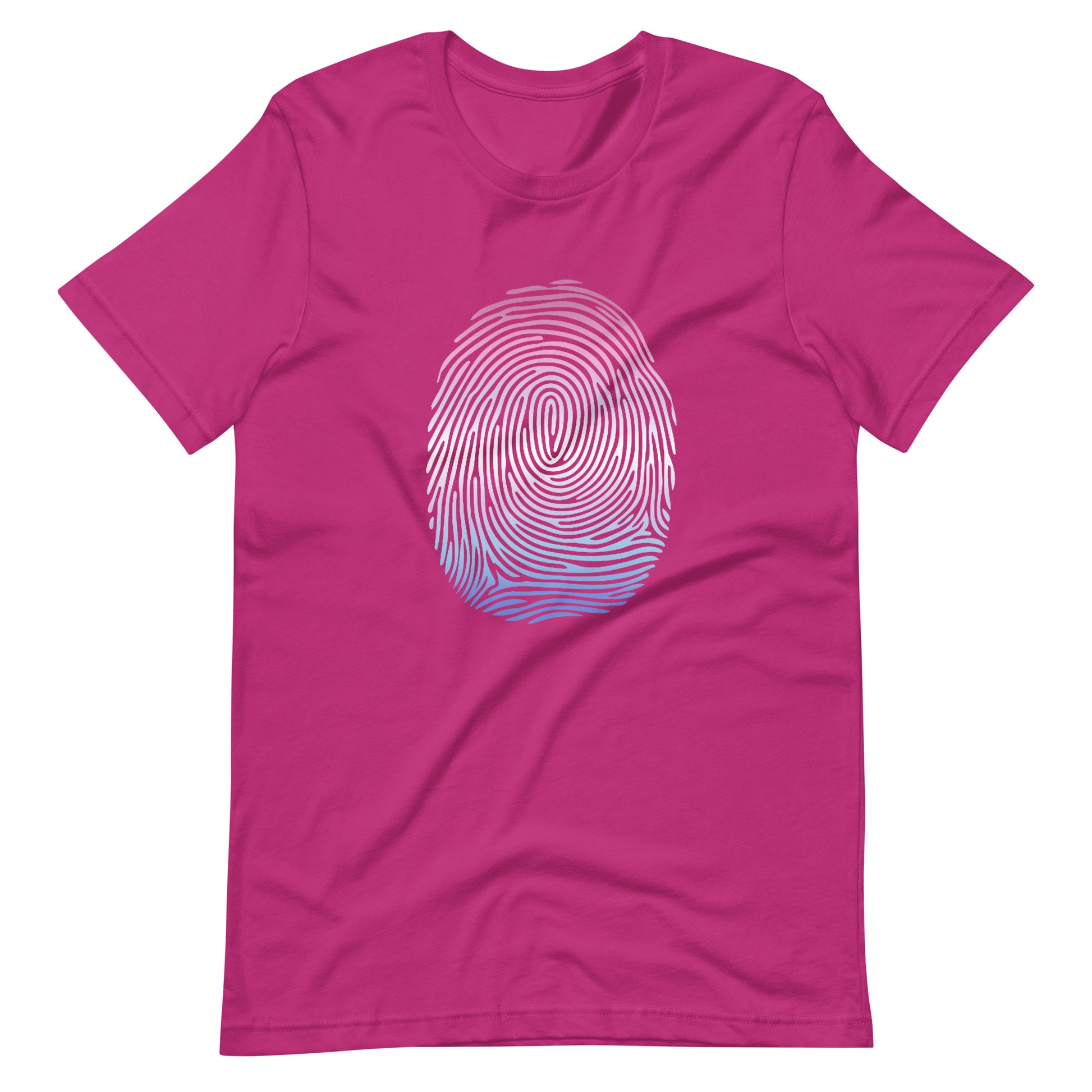 Bigender Pride Identity Fingerprint Shirt - Unisex Berry Bigender unisex-staple-t-shirt-berry-front-660f538d6f99a