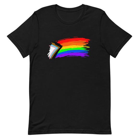 LGBTQ Pride T-Shirt - Progress Paint Black unisex-staple-t-shirt-black-front-648f90534cccf