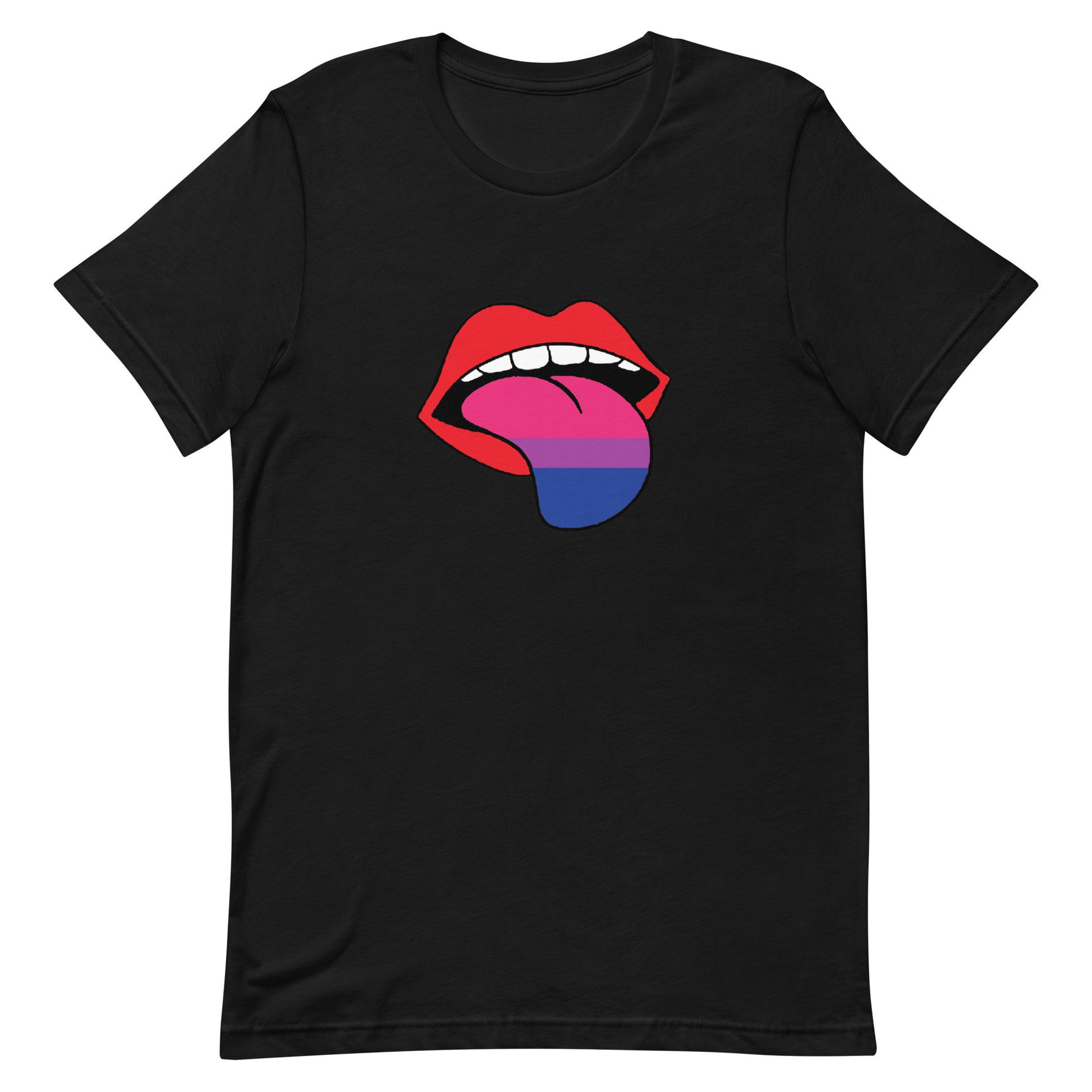 Bisexual Bi Pride Shirt Tongue Black Bisexual unisex-staple-t-shirt-black-front-64a77ccecdae3