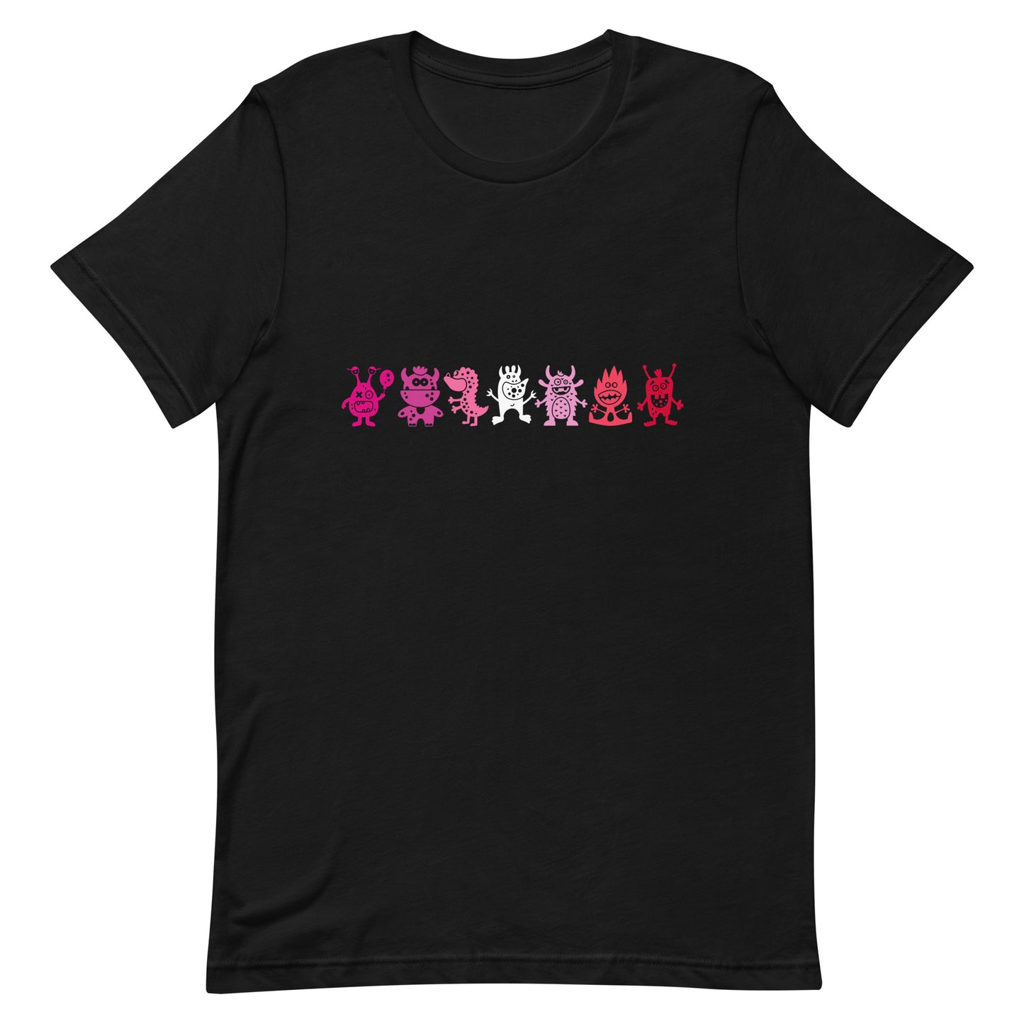 Lesbian Pride T-shirt - Doodle Monster Black Lesbian unisex-staple-t-shirt-black-front-64cfeea724094