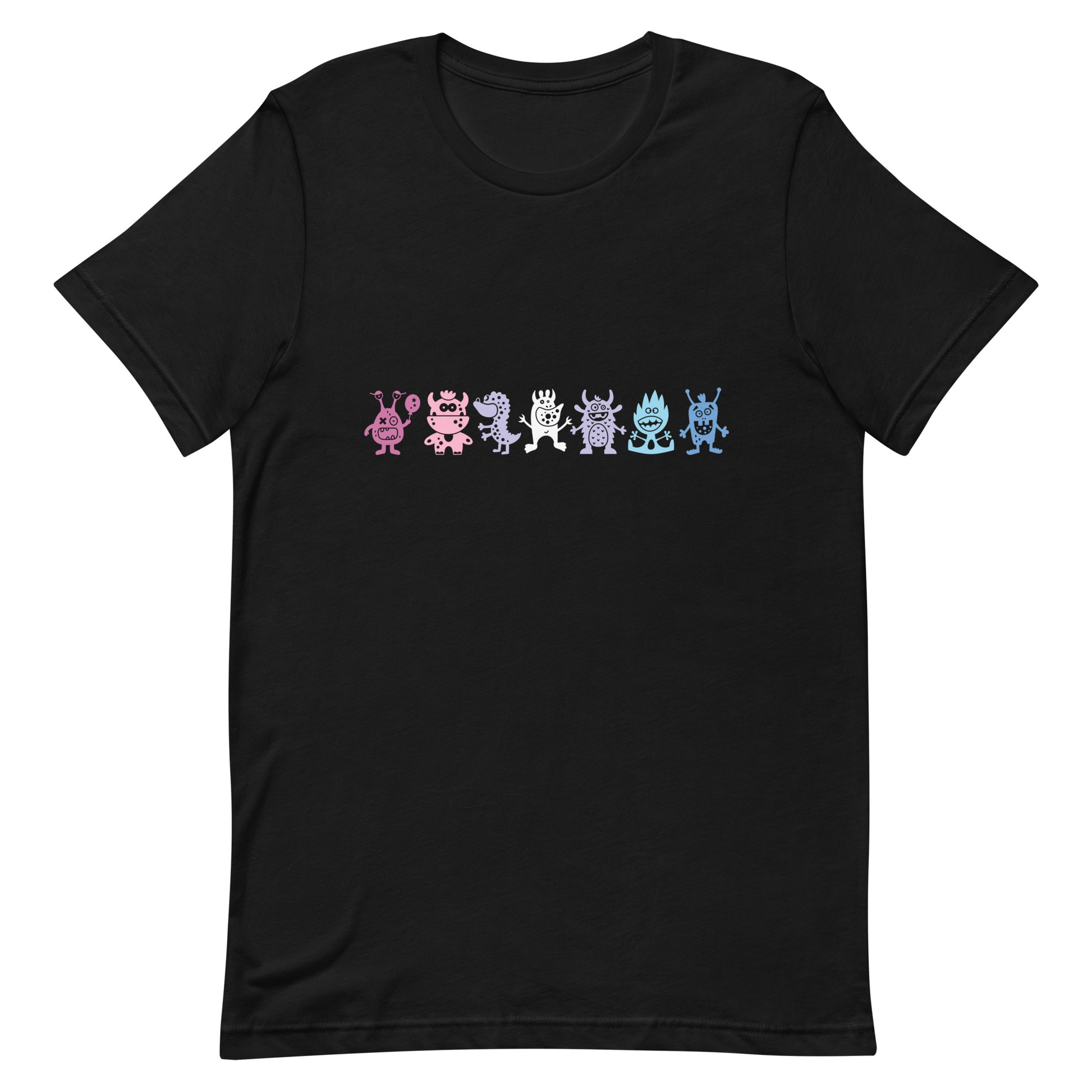 Bigender Pride Shirt Doodle Monster Black Bigender unisex-staple-t-shirt-black-front-64cff02b86ce9