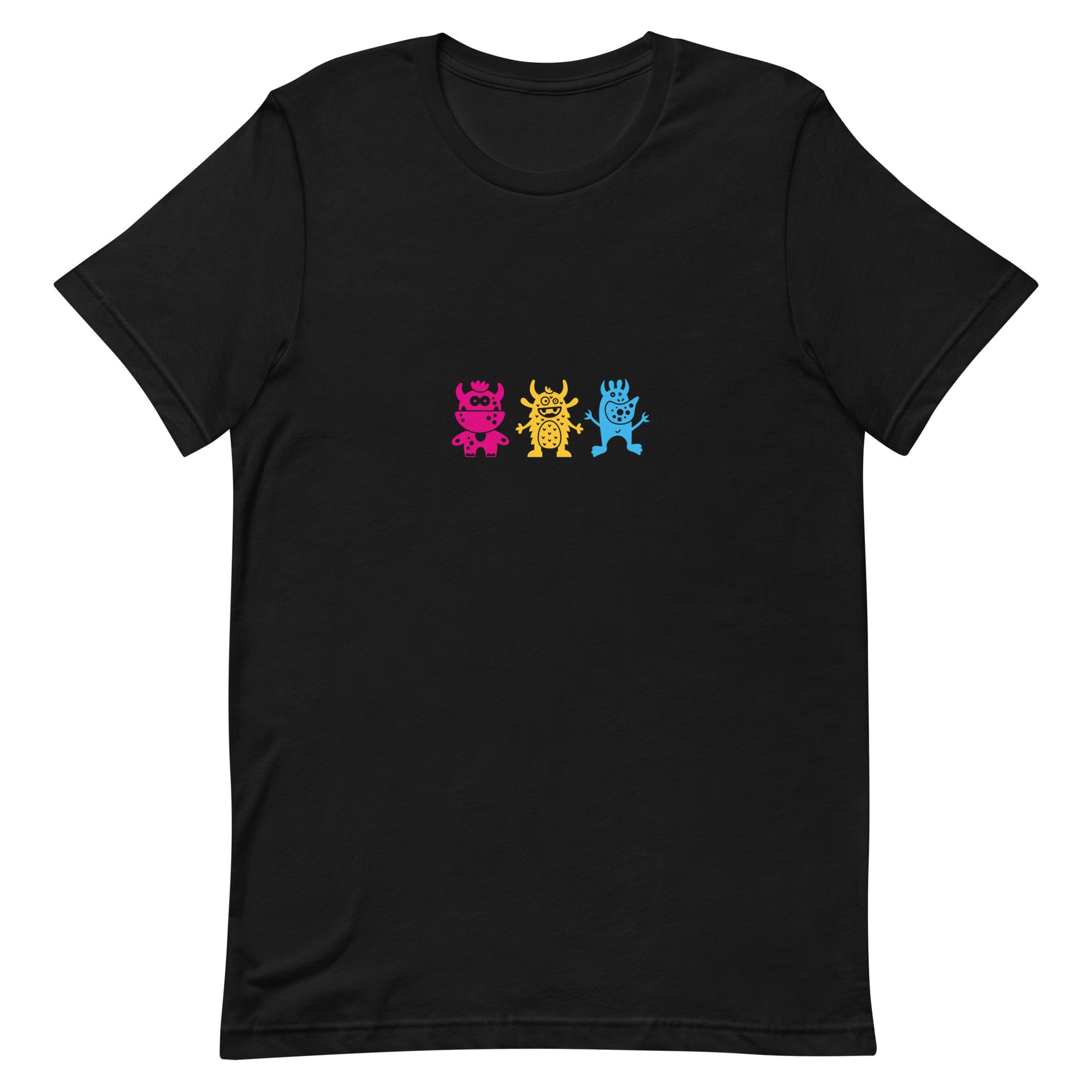 Pansexual Pan Pride T-Shirt - Doodle Monster Black Pansexual unisex-staple-t-shirt-black-front-64cff178793f5