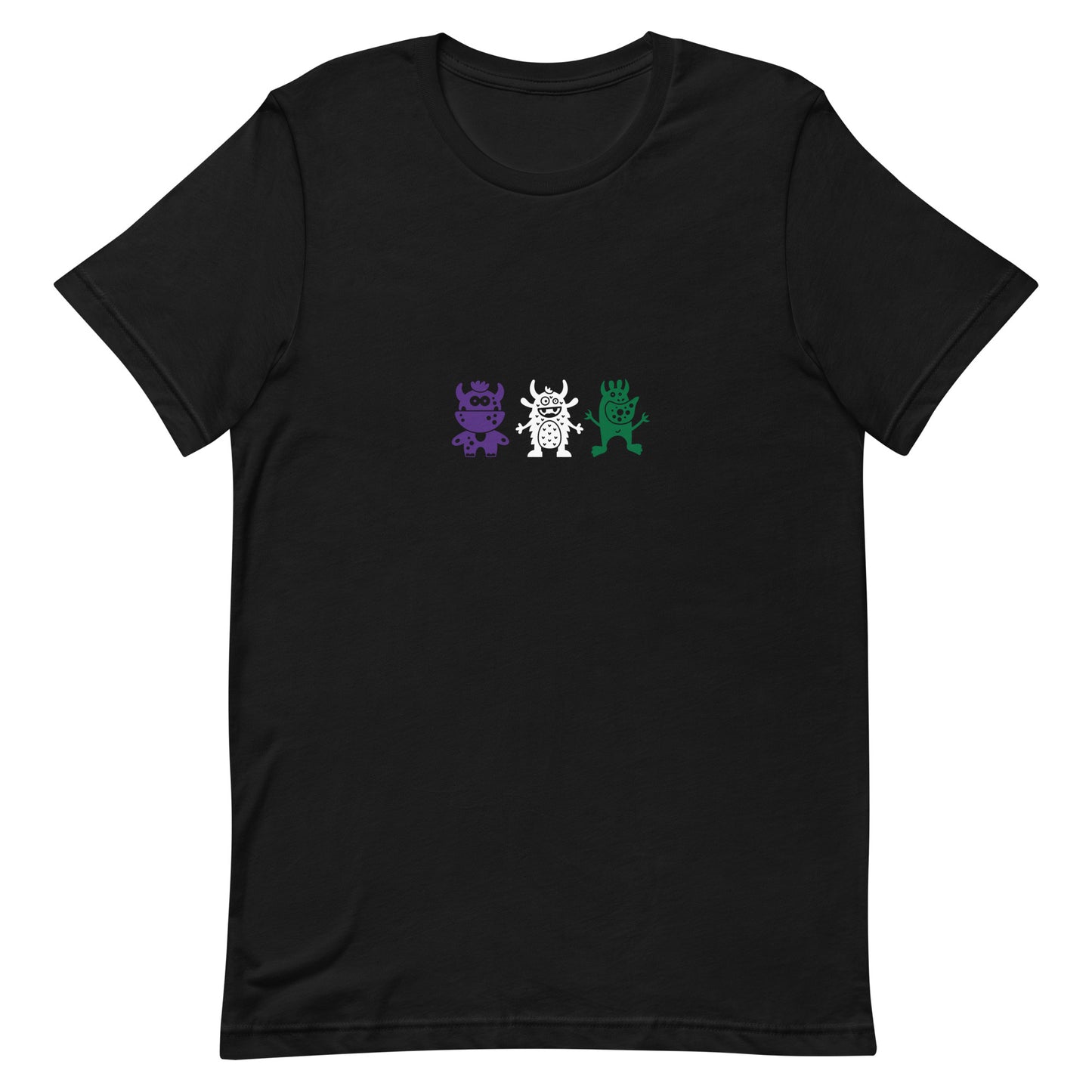 Genderqueer Pride Shirt - Doodle Monster Black Genderqueer unisex-staple-t-shirt-black-front-64cff28285f76