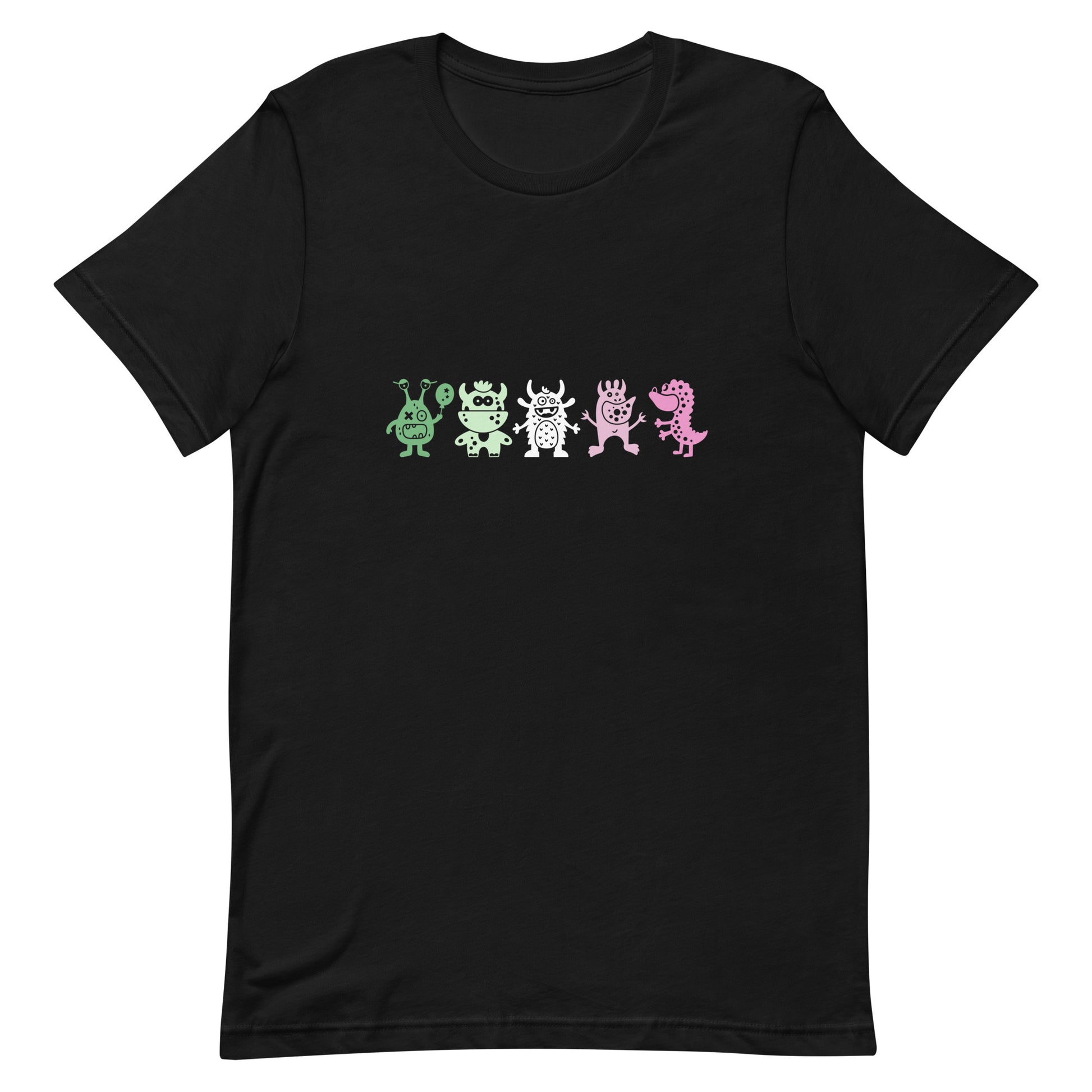 Abrosexual Pride Doodle Monster T-Shirt Black Abrosexual unisex-staple-t-shirt-black-front-64cff7c1a937e