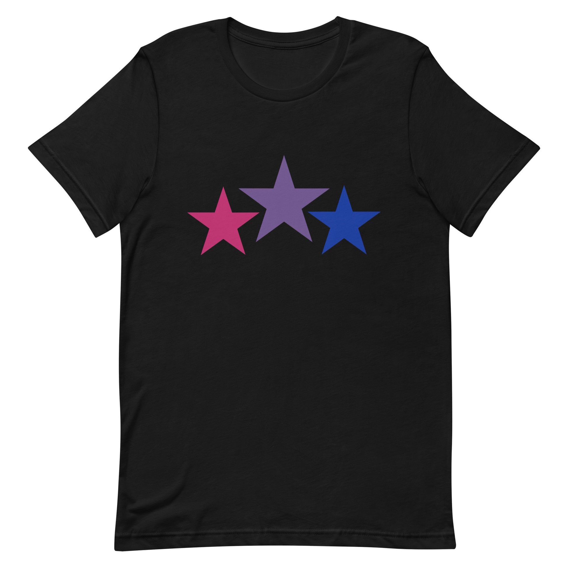 Bisexual Bi Pride Shirt Stars Black Bisexual unisex-staple-t-shirt-black-front-64dea1e8bff1a