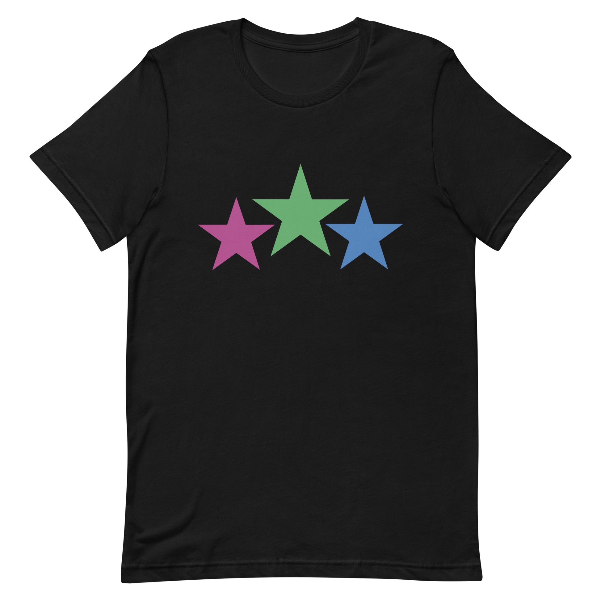 Polysexual Poly Pride T-Shirt - Stars Black Polysexual unisex-staple-t-shirt-black-front-64dea2739e7d4