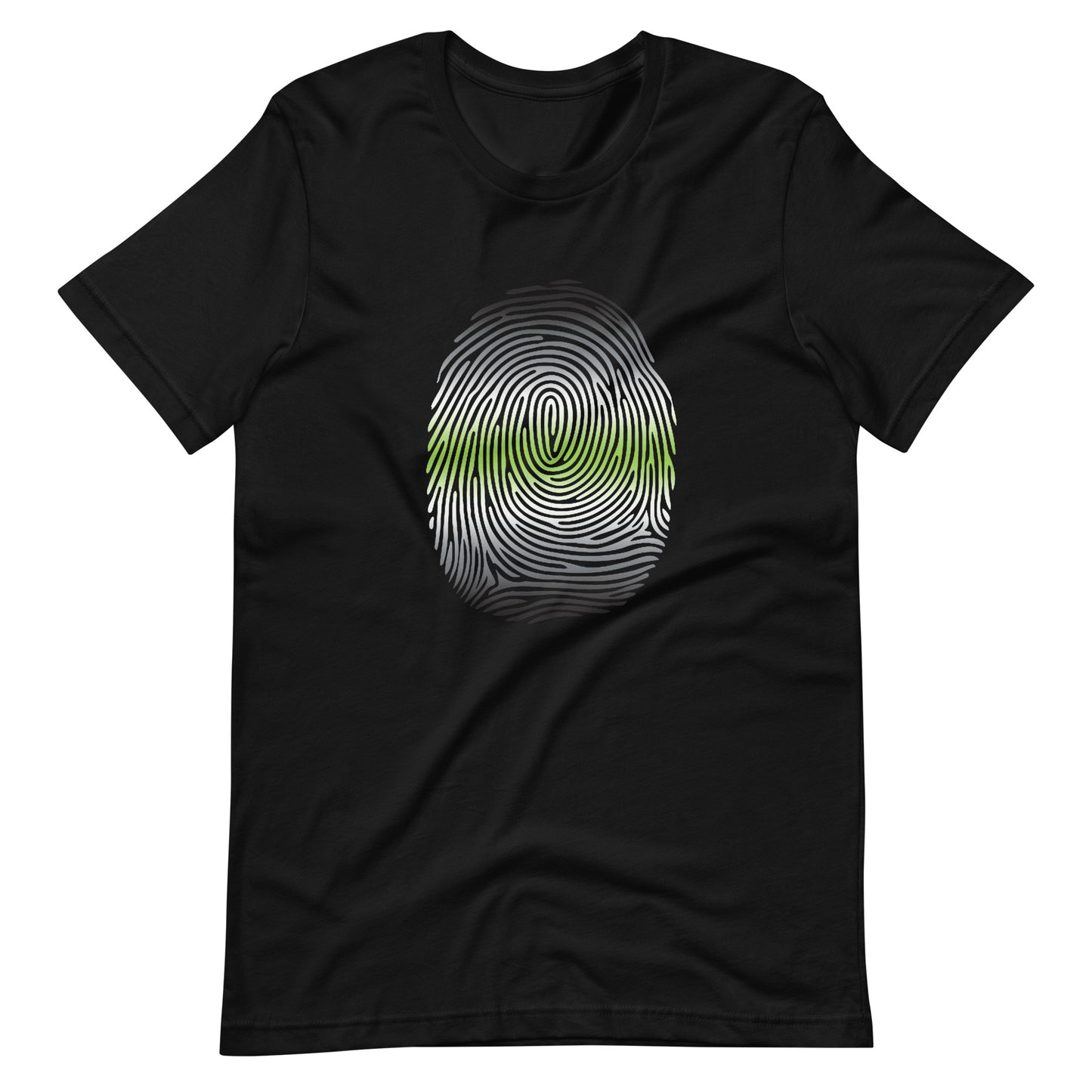 Agender Pride Identity Fingerprint Shirt - Unisex Black Agender unisex-staple-t-shirt-black-front-660f5166861af