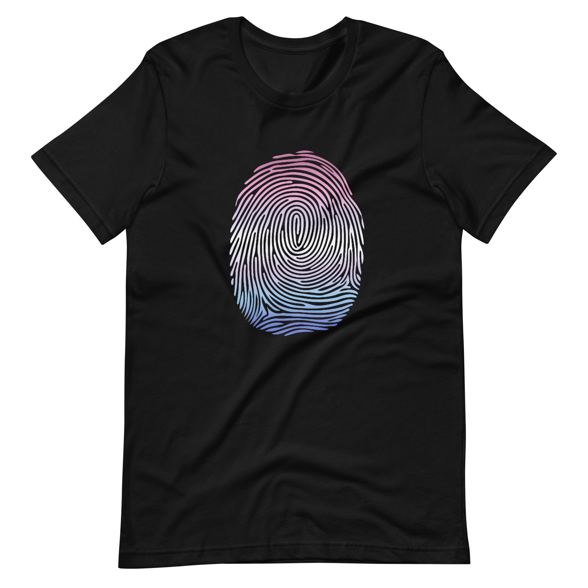 Bigender Pride Identity Fingerprint Shirt - Unisex Black Bigender unisex-staple-t-shirt-black-front-660f538d6c043