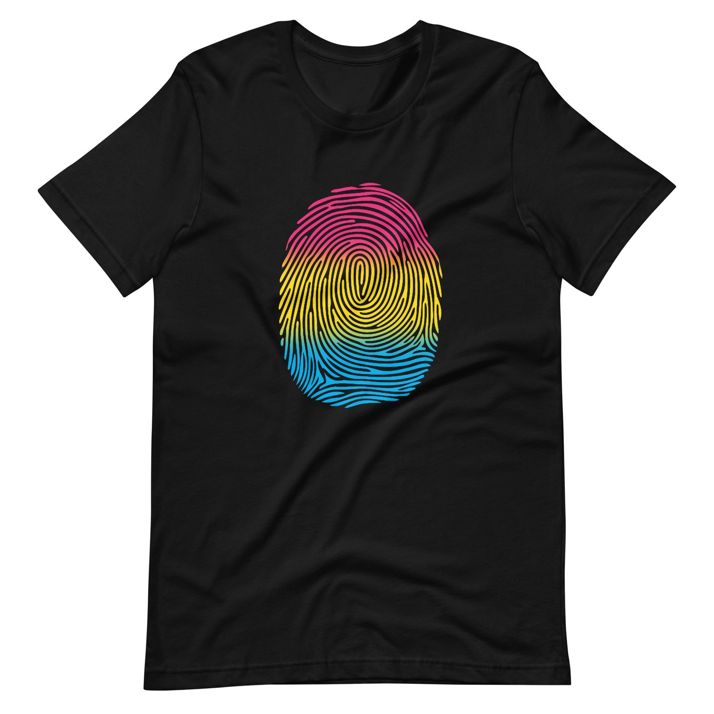 Pansexual Pan Pride Identity Fingerprint Shirt - Unisex Black Pansexual unisex-staple-t-shirt-black-front-66100ad9cc912