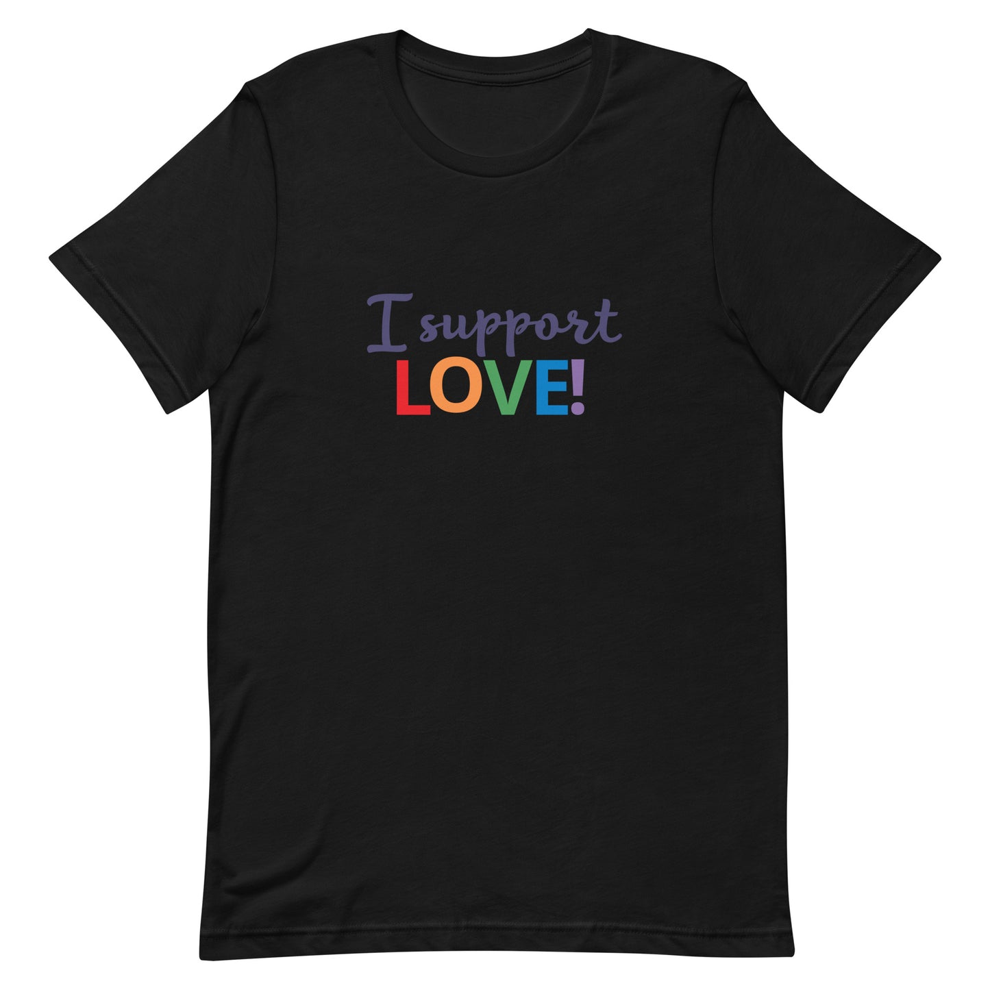 LGBTQ Pride Unisex T-shirt - I Support Love Black Pride unisex-staple-t-shirt-black-front-663e44c970925