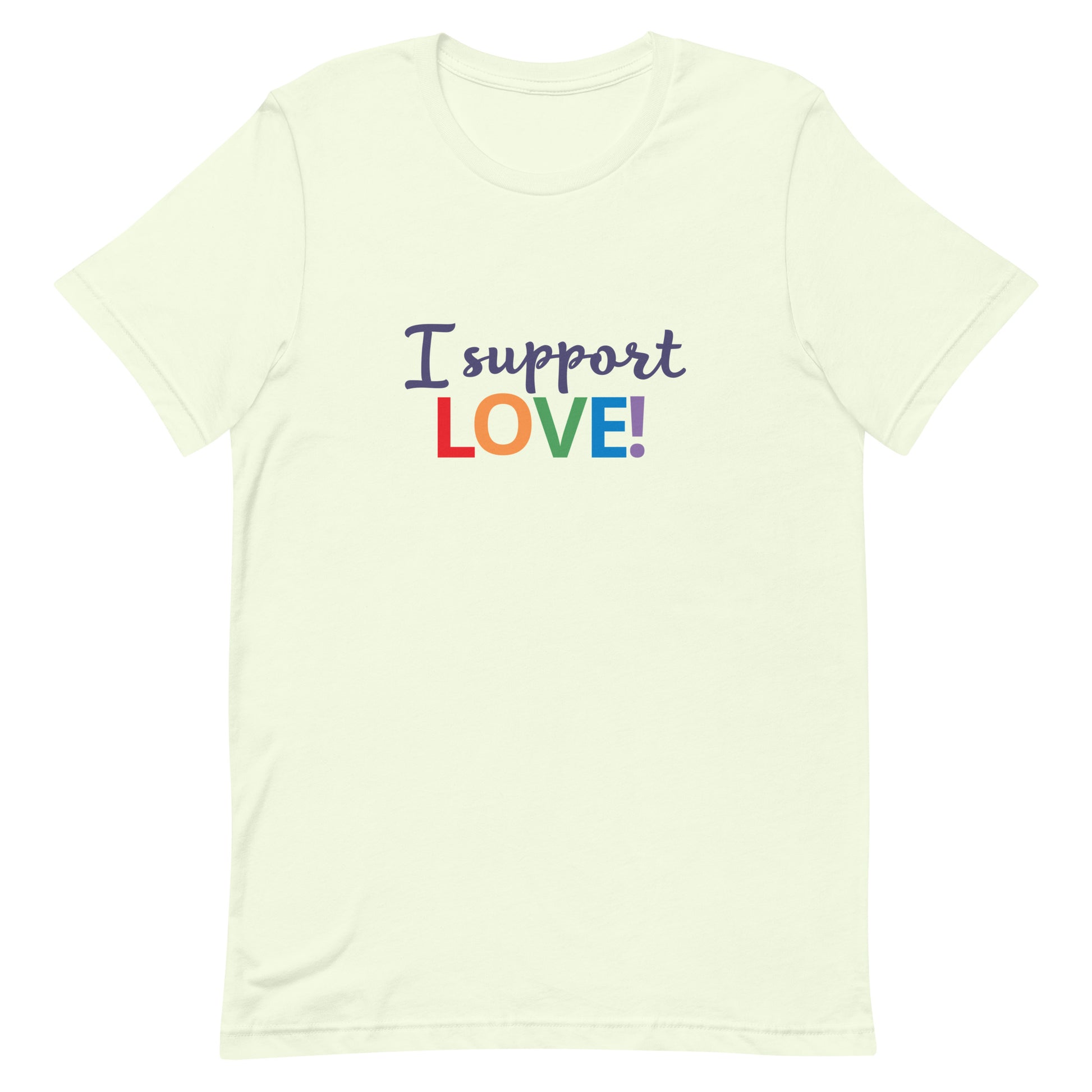 LGBTQ Pride Unisex T-shirt - I Support Love Citron Pride unisex-staple-t-shirt-citron-front-663e44c983349