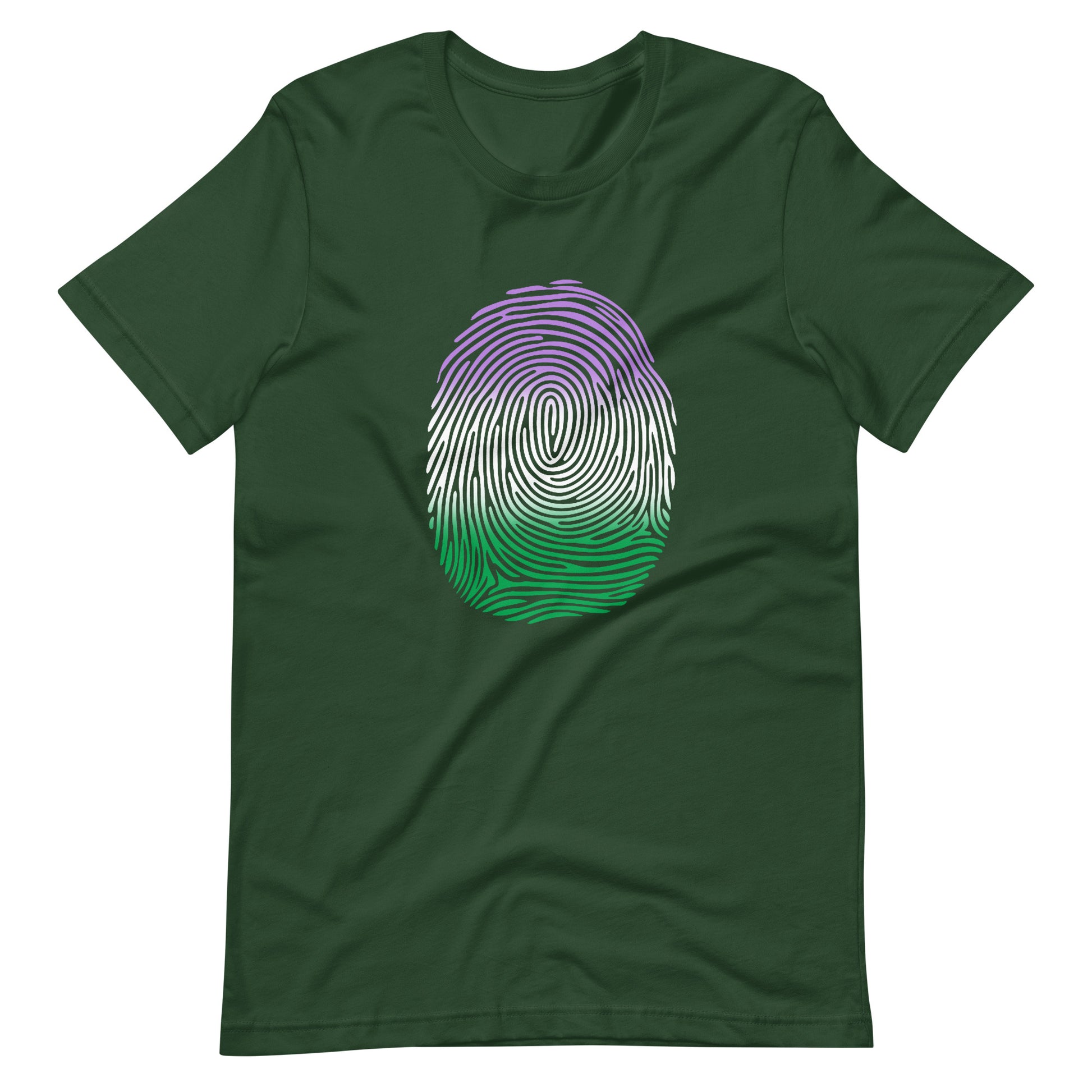 Genderqueer Pride Identity Fingerprint Shirt - Unisex Forest Genderqueer unisex-staple-t-shirt-forest-front-661006da7fb8d