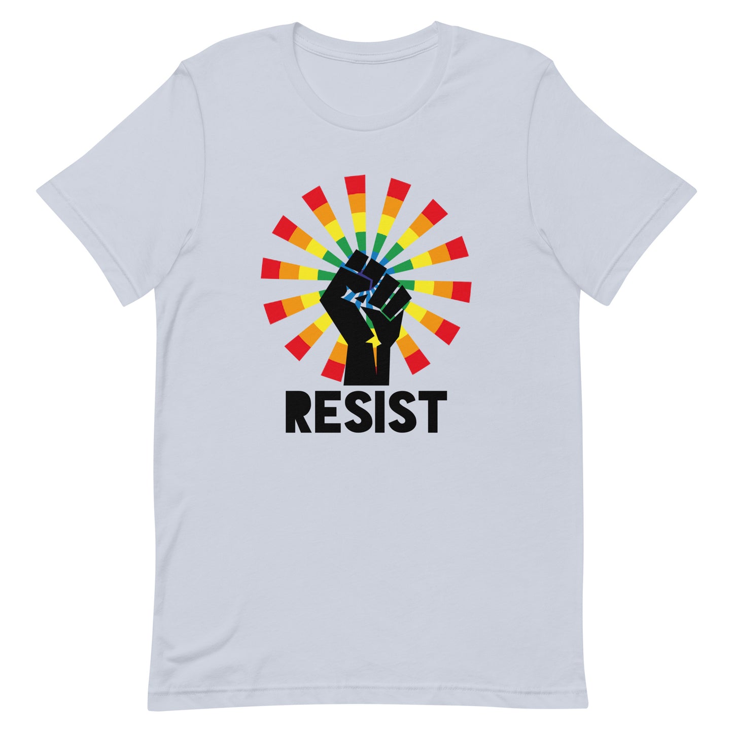 LGBTQ Pride T-Shirt - Resist Light Blue Pride unisex-staple-t-shirt-light-blue-front-64a4c729b38a5