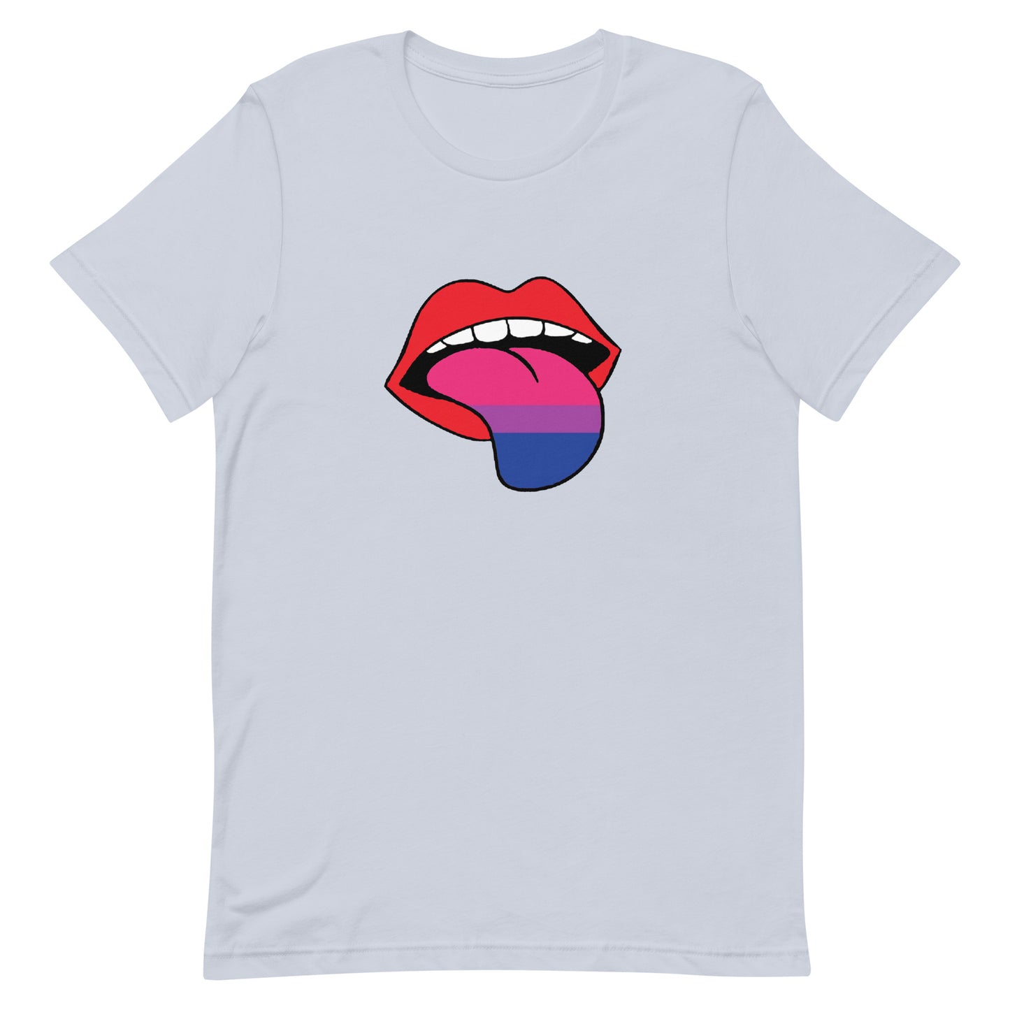 Bisexual Bi Pride Shirt Tongue Light Blue Bisexual unisex-staple-t-shirt-light-blue-front-64a77ccedbfb5