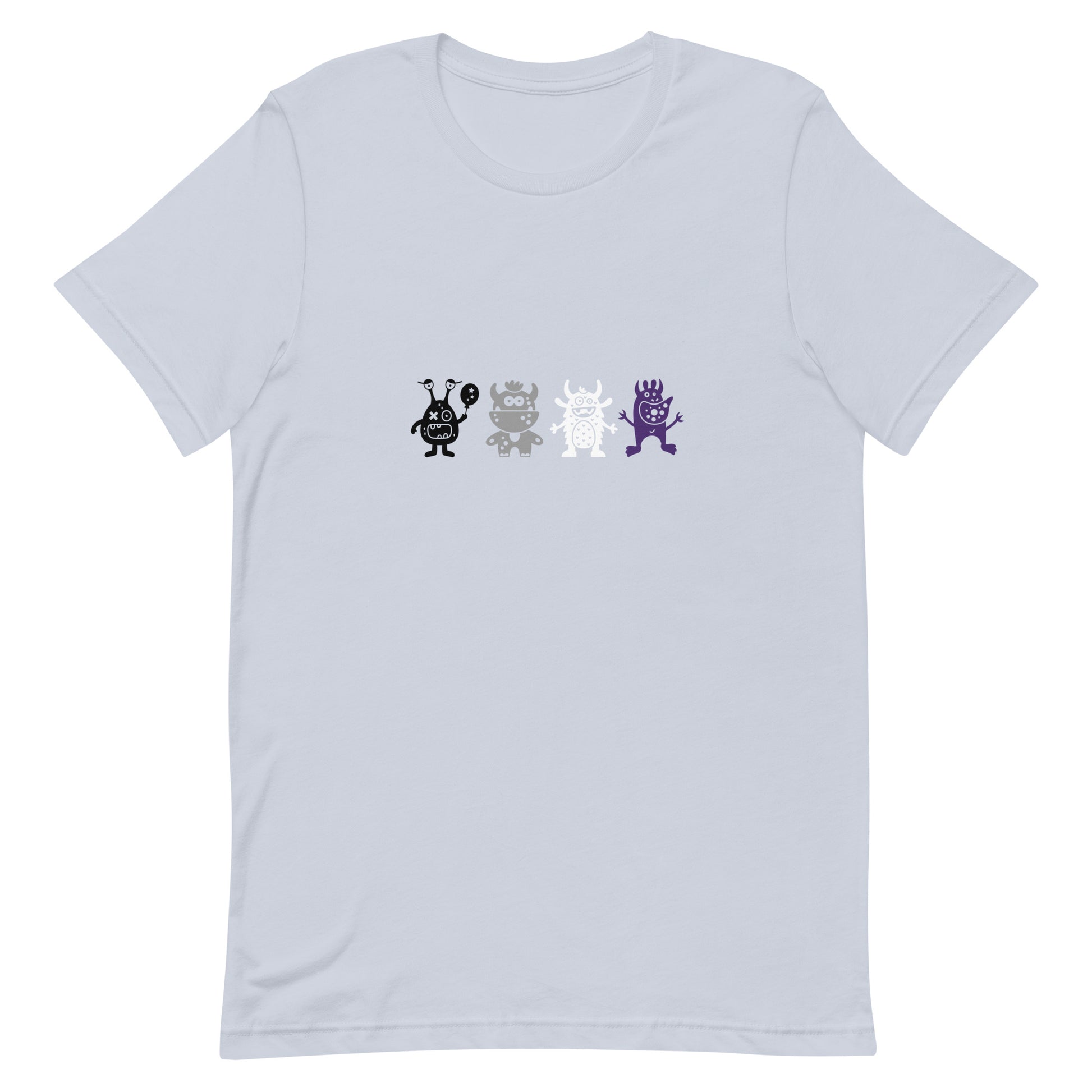 Asexual Ace Pride Shirt Doodle Monster Light Blue Asexual unisex-staple-t-shirt-light-blue-front-64cff4cb17ffe