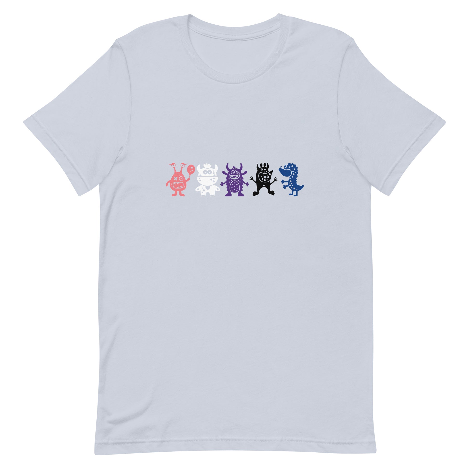 Genderfluid Pride Shirt - Doodle Monster Light Blue Genderfluid unisex-staple-t-shirt-light-blue-front-64cff74f4d670