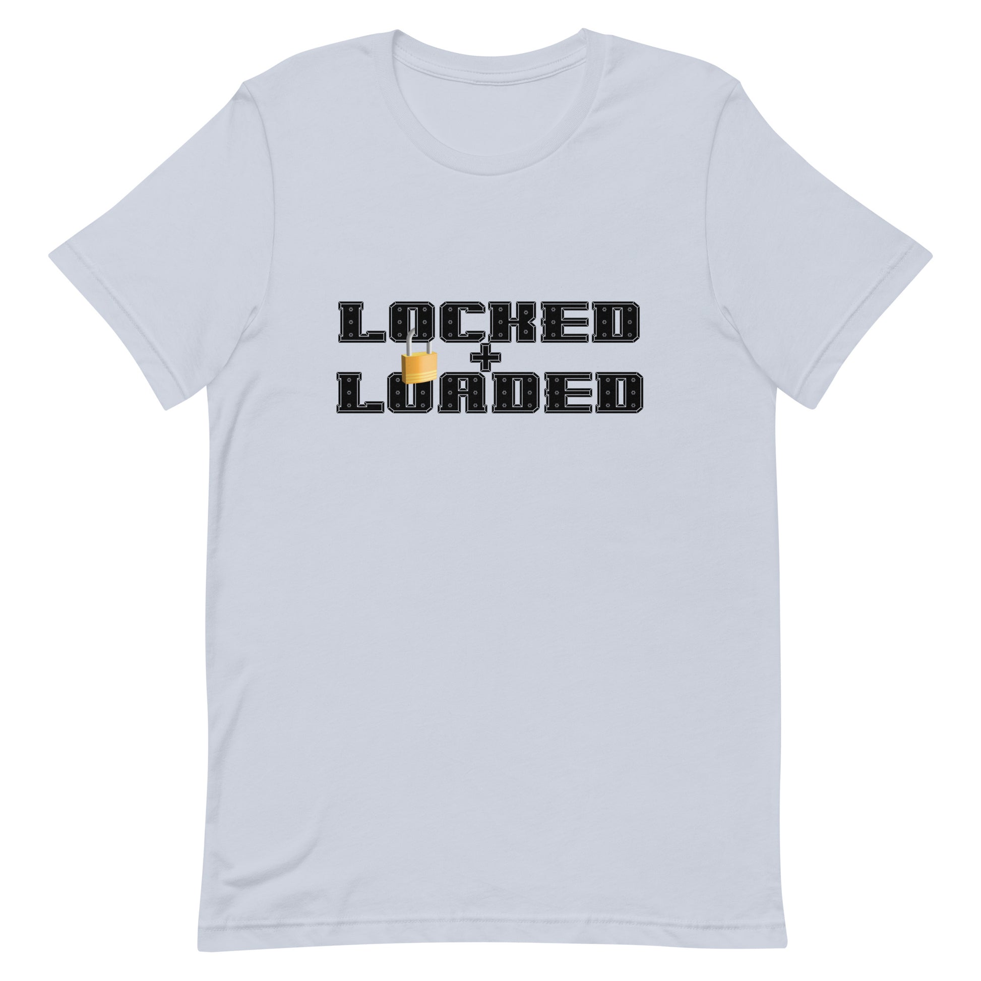 Locked and Loaded Tee Light Blue unisex-staple-t-shirt-light-blue-front-64fbbf4ea8c31