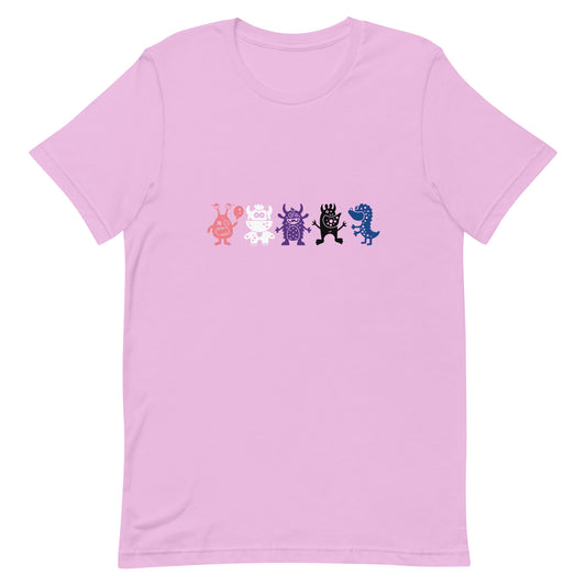 Genderfluid Pride Shirt - Doodle Monster Lilac Genderfluid unisex-staple-t-shirt-lilac-front-64cff74f45668