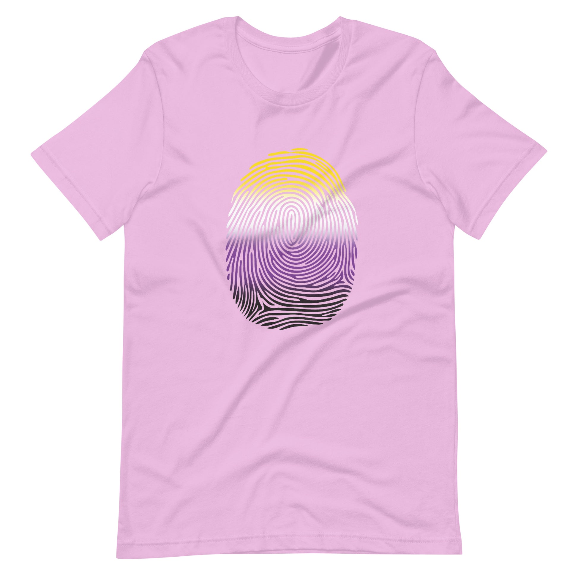 Nonbinary Enby Pride Identity Fingerprint Shirt - Unisex Lilac Nonbinary unisex-staple-t-shirt-lilac-front-660f578fc6542