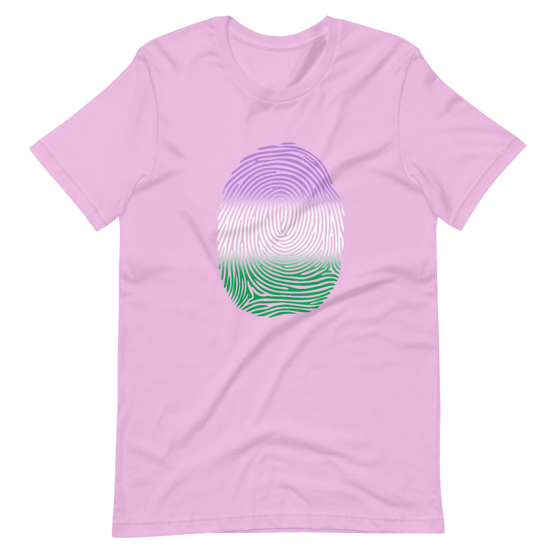 Genderqueer Pride Identity Fingerprint Shirt - Unisex Lilac Genderqueer unisex-staple-t-shirt-lilac-front-661006da81ada