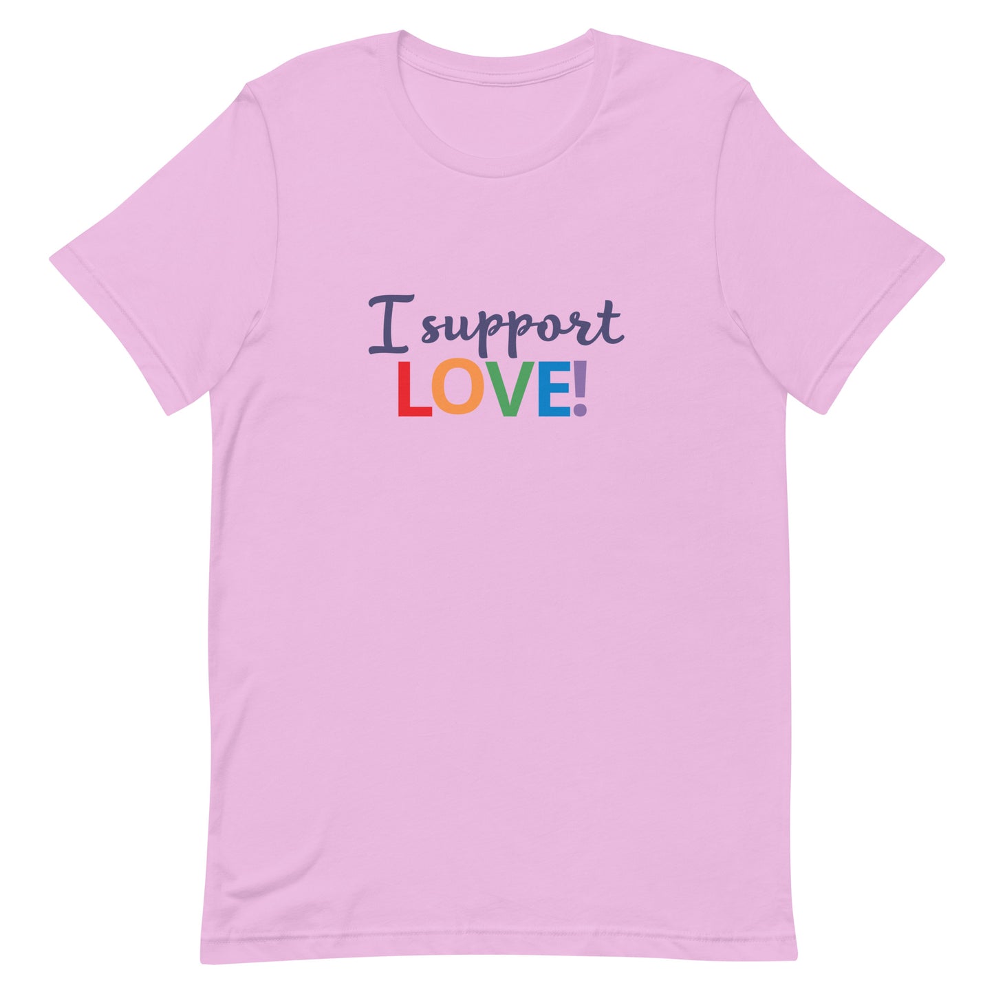 LGBTQ Pride Unisex T-shirt - I Support Love Lilac Pride unisex-staple-t-shirt-lilac-front-663e44c97160b